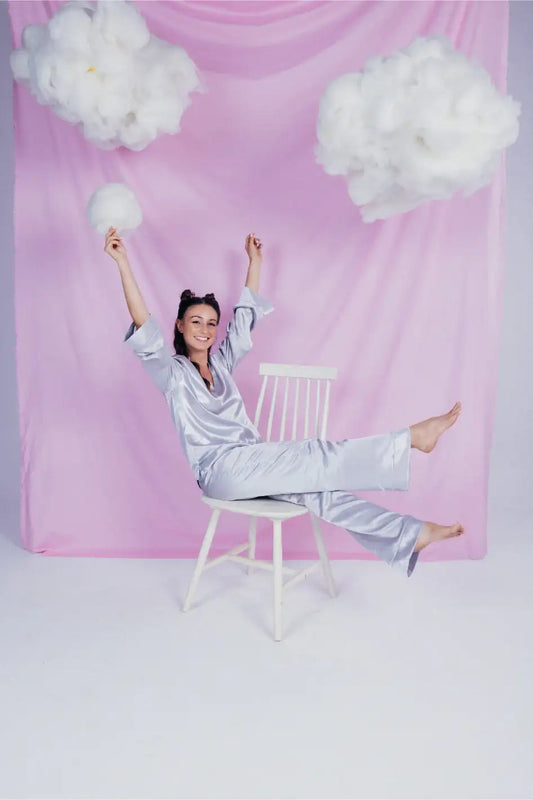 Silver Satin Pyjama Set