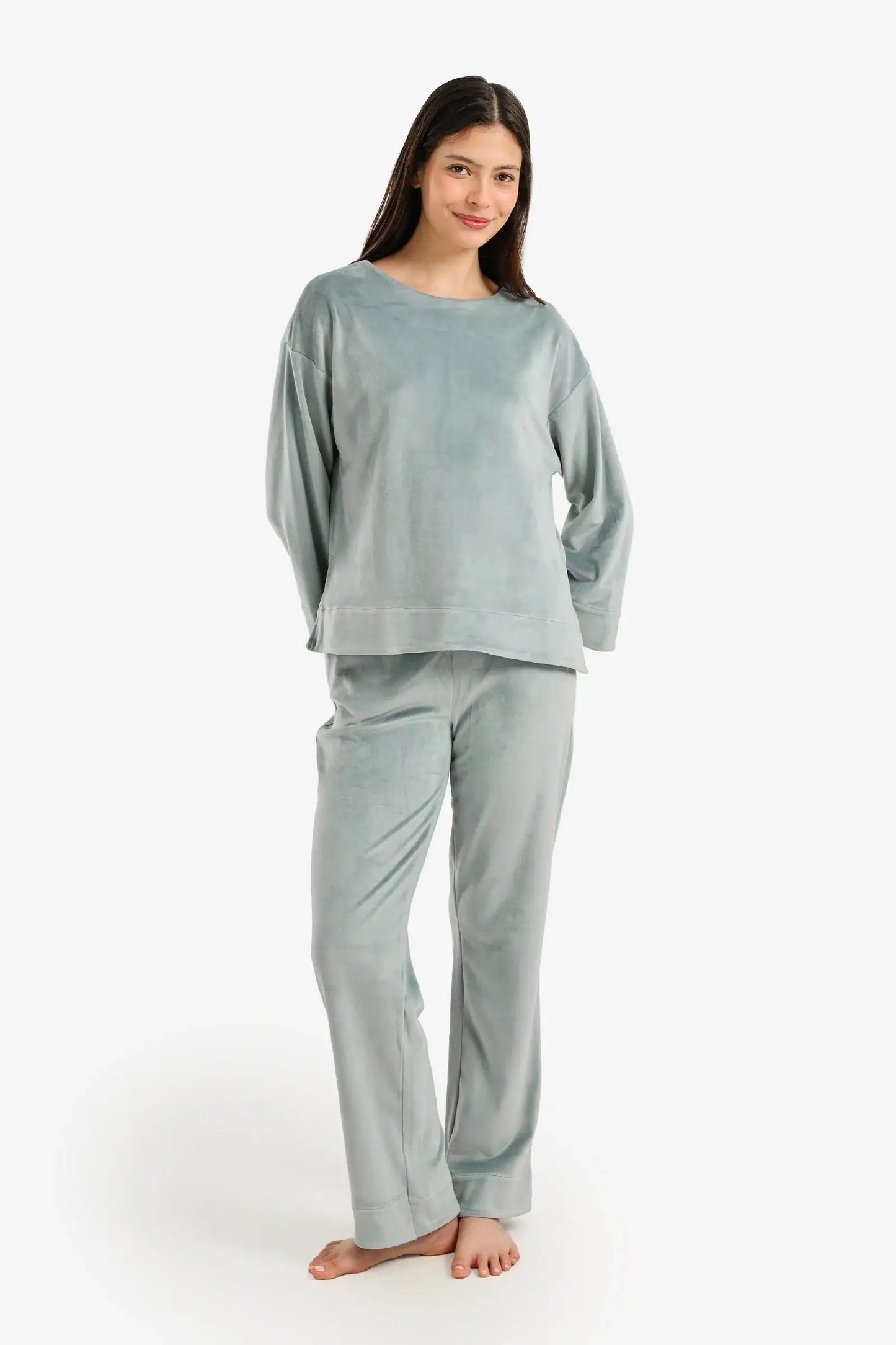 Velvet Long-Sleeve Pyjama Set