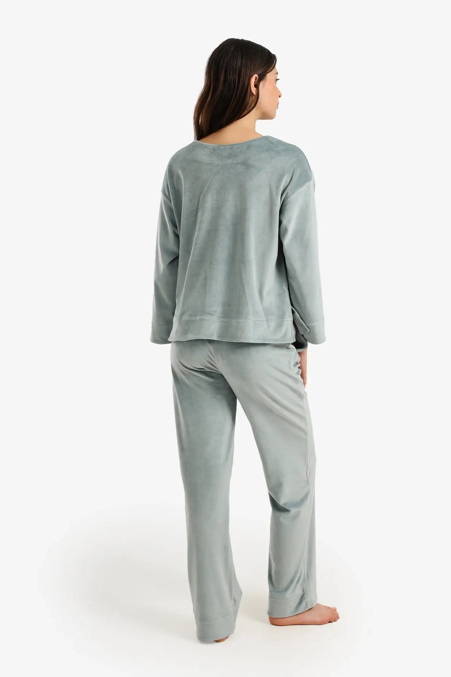 Velvet Long-Sleeve Pyjama Set