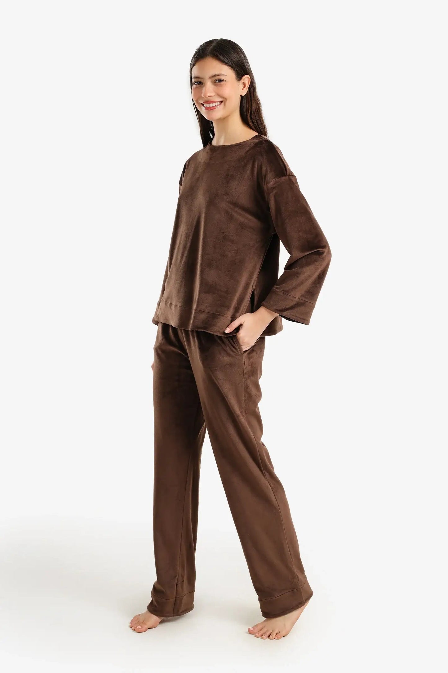 Velvet Long-Sleeve Pyjama Set