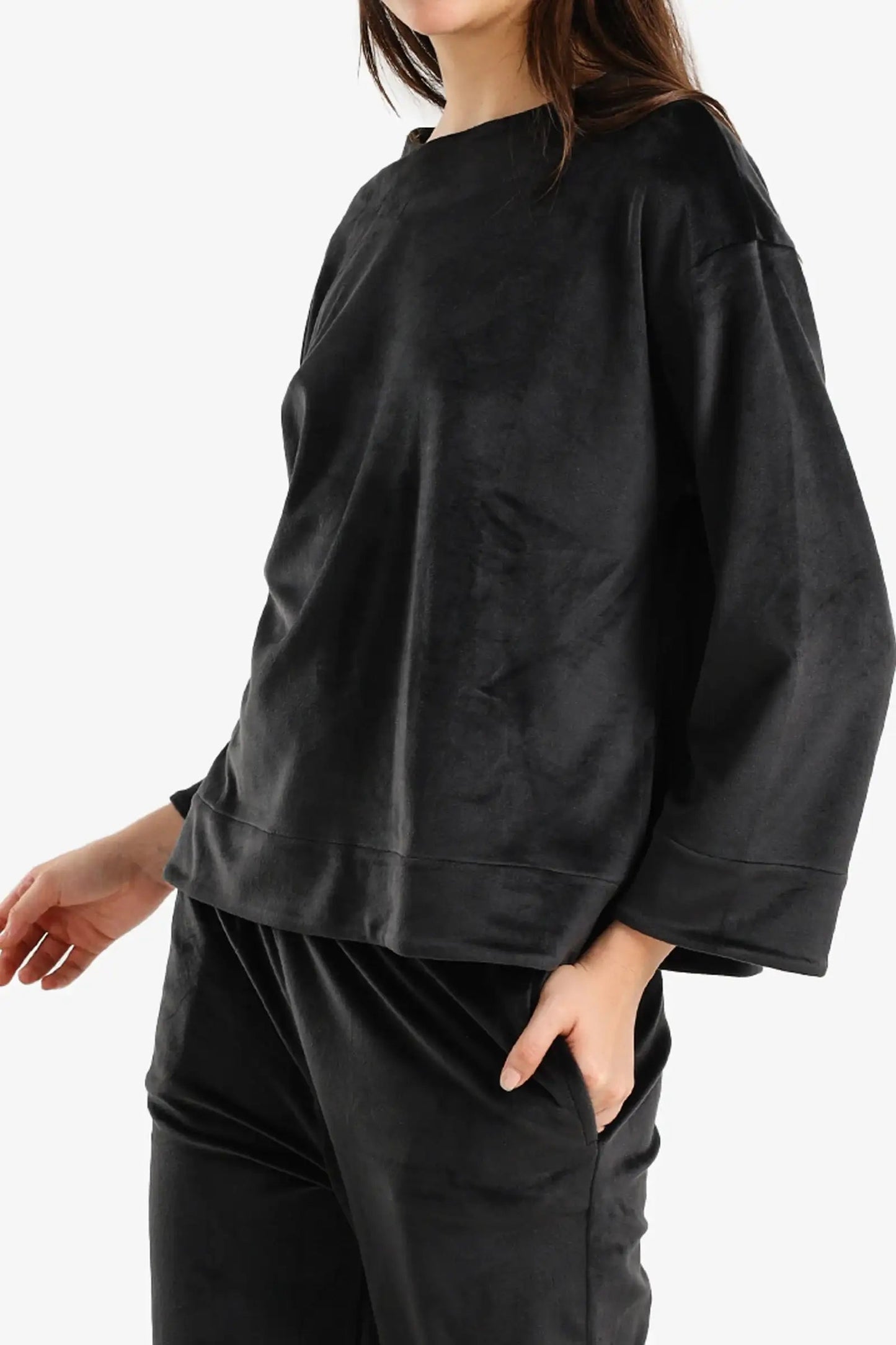 Velvet Long-Sleeve Pyjama Set