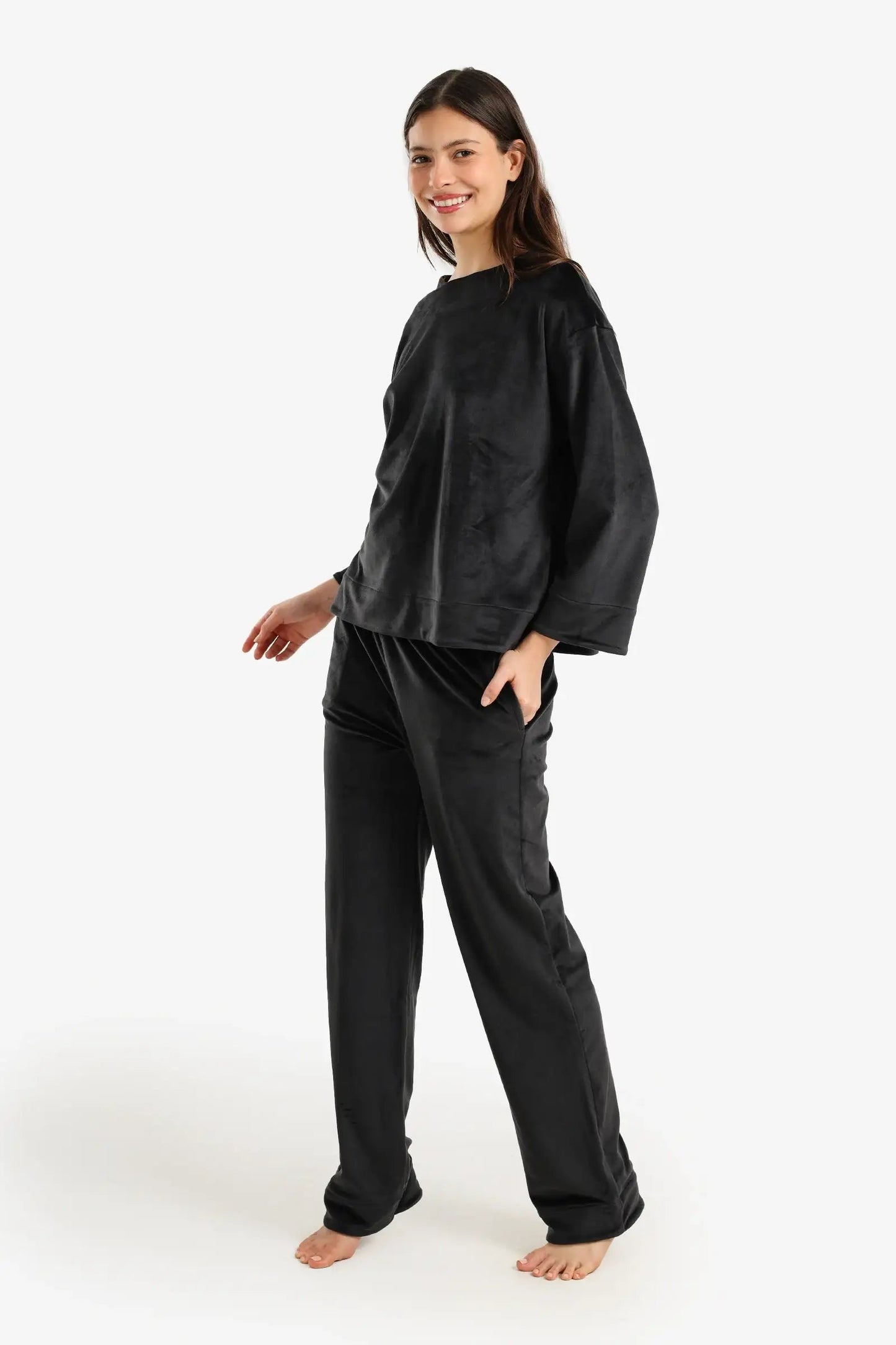 Velvet Long-Sleeve Pyjama Set