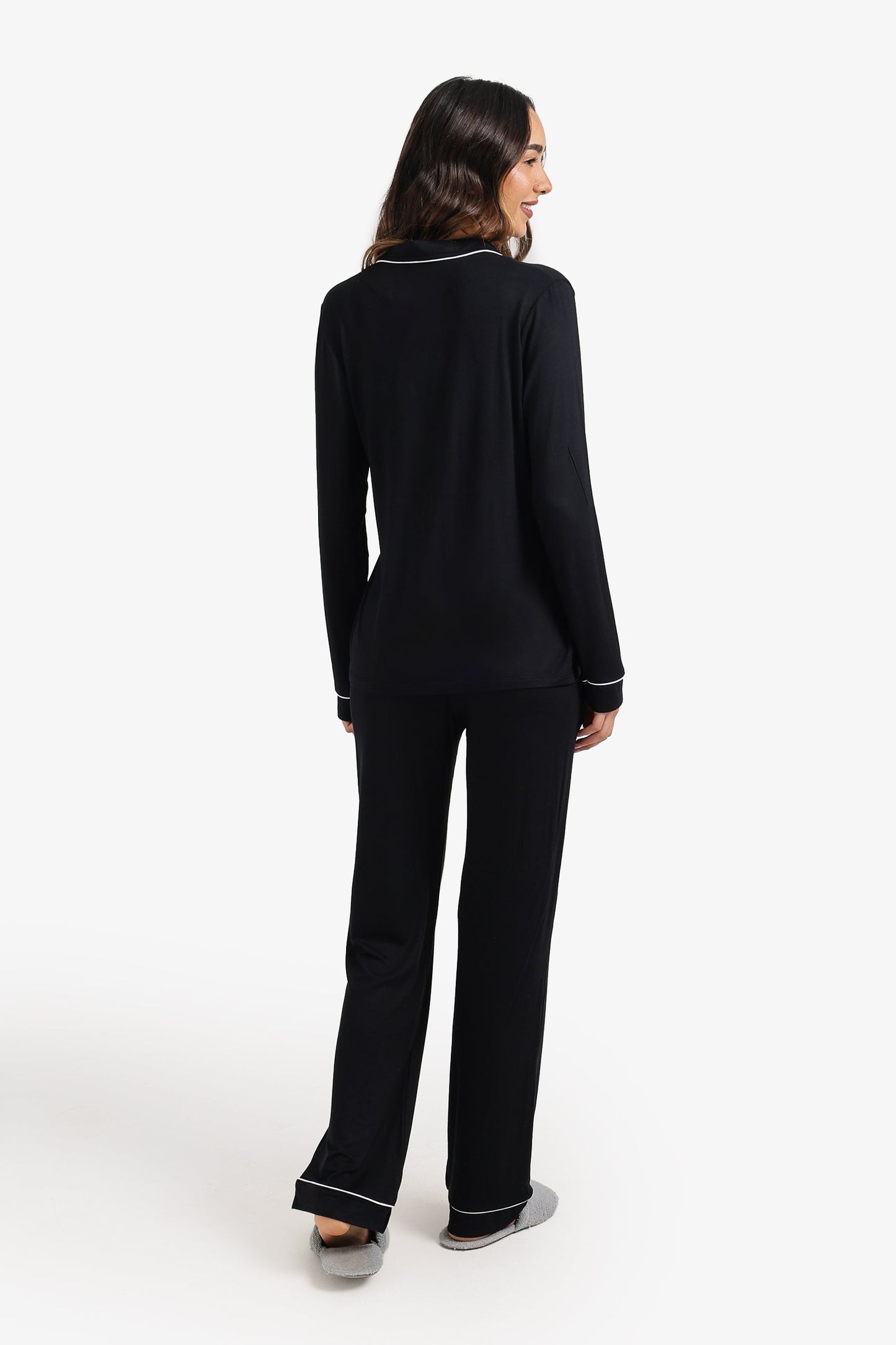 Contrast-Pipe Pyjama Set