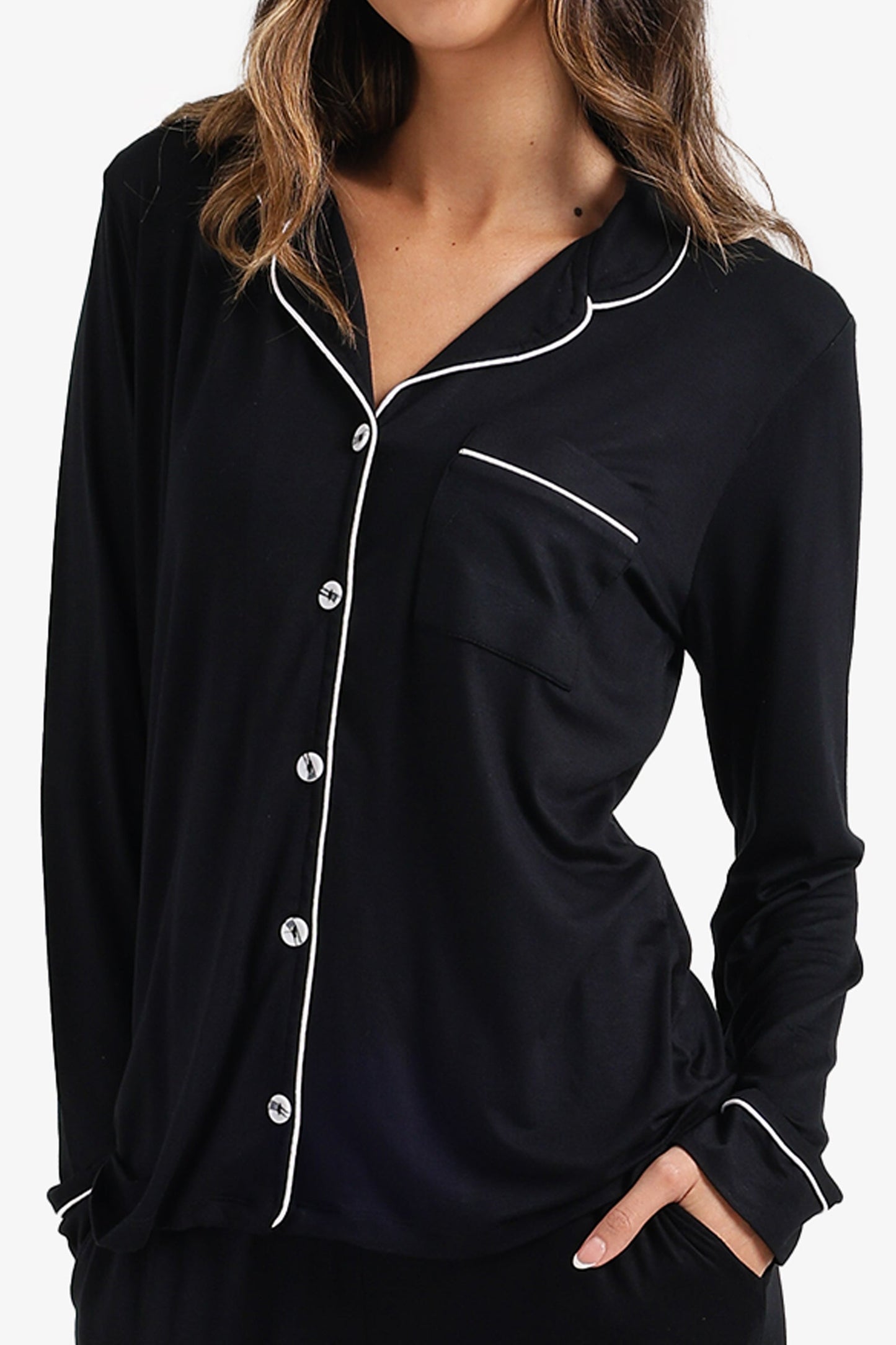 Contrast-Pipe Pyjama Set