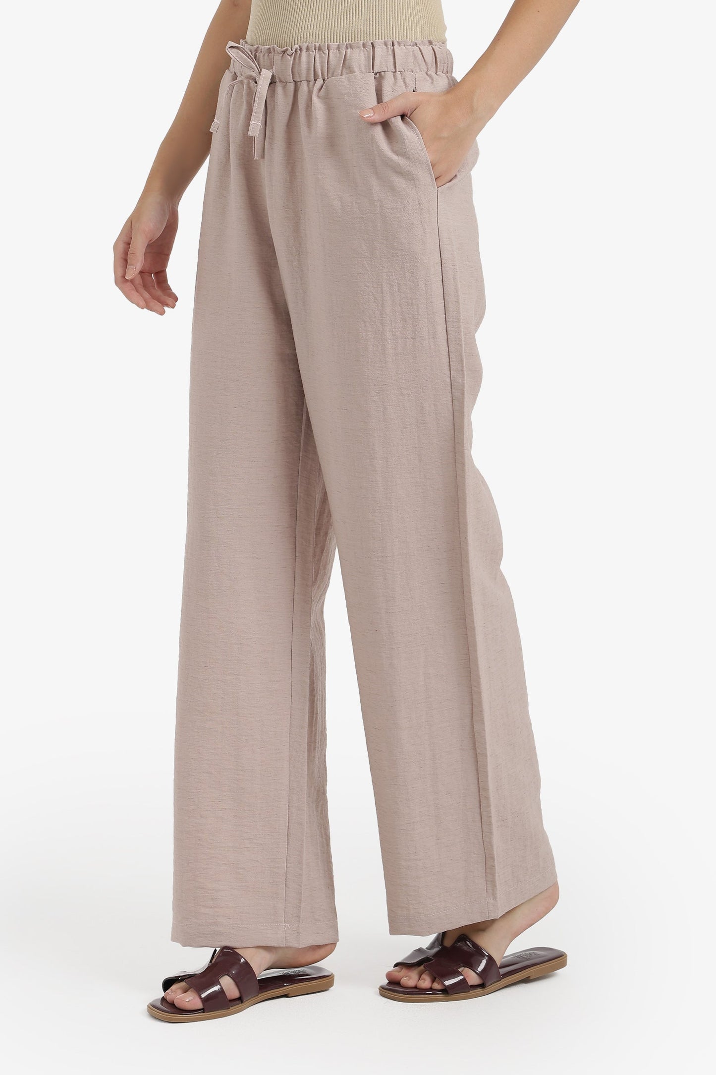 Wide-Leg Drawstring Pants