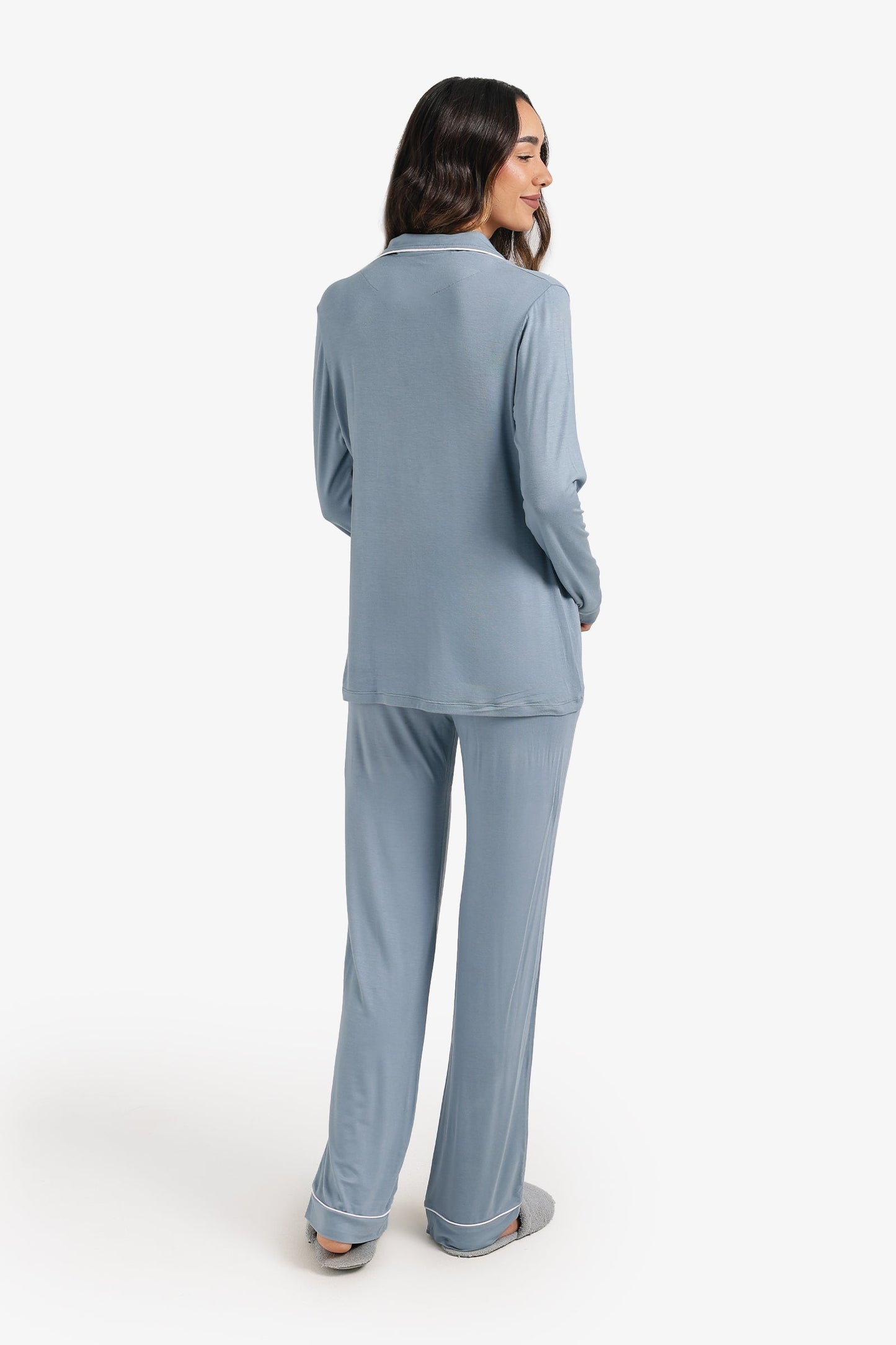 Contrast-Pipe Pyjama Set