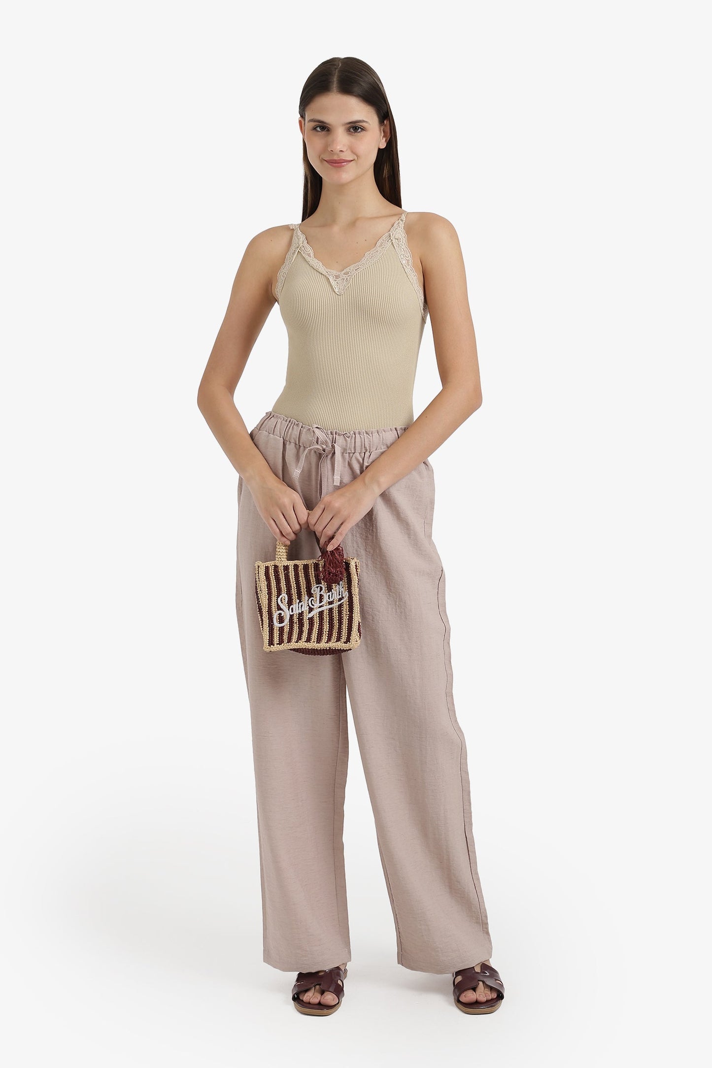 Wide-Leg Drawstring Pants