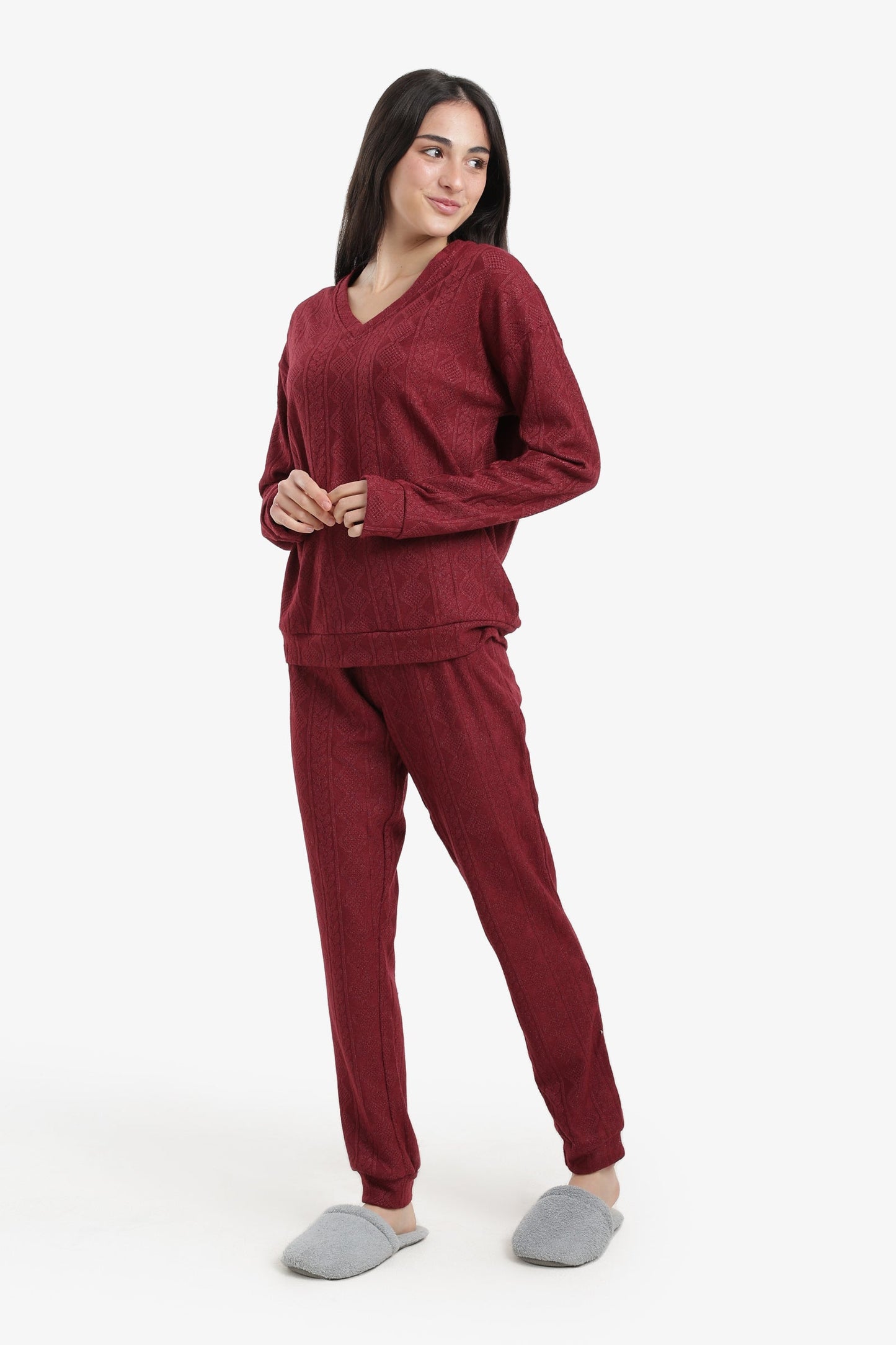 Cable Knit Pattern Pyjama Set