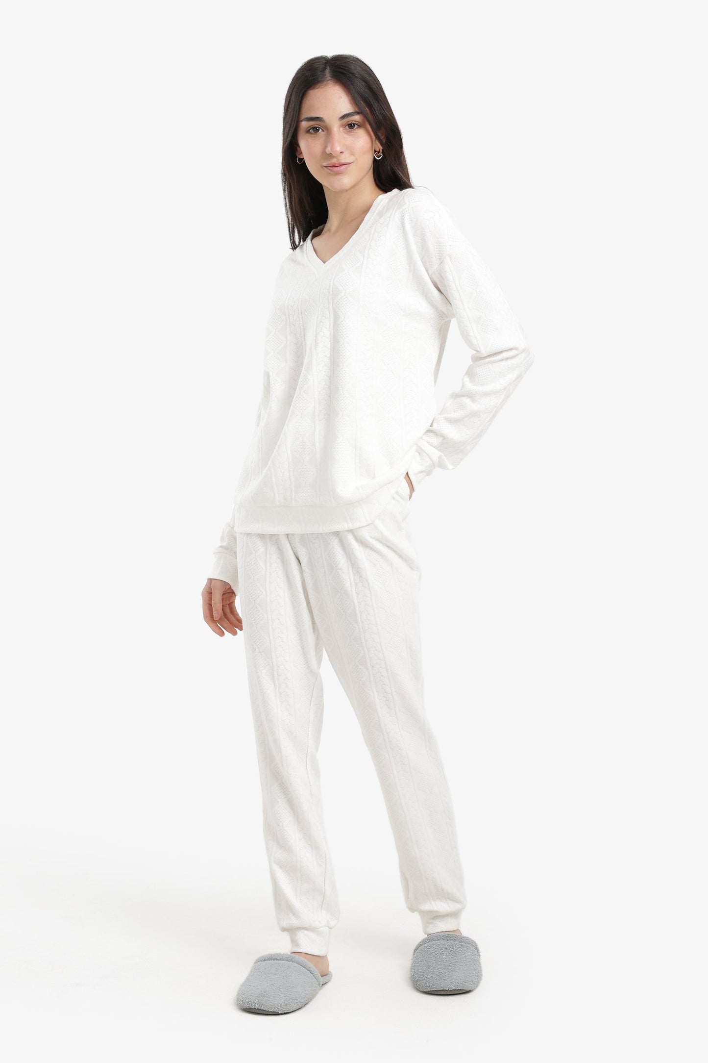 Cable Knit Pattern Pyjama Set