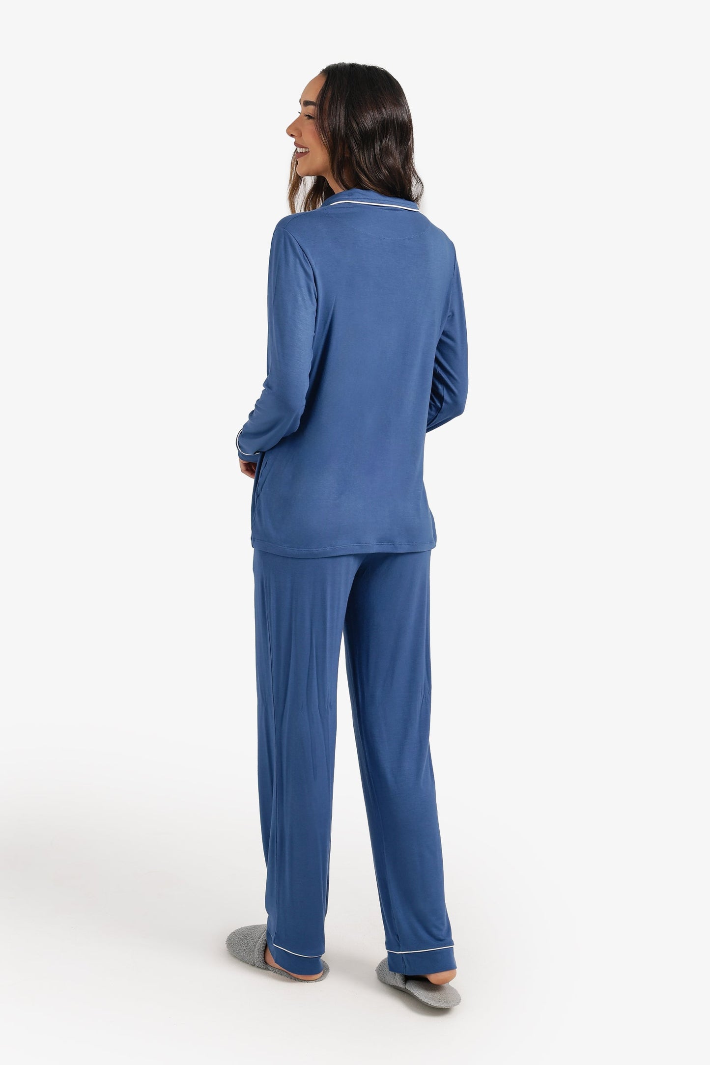 Contrast-Pipe Pyjama Set