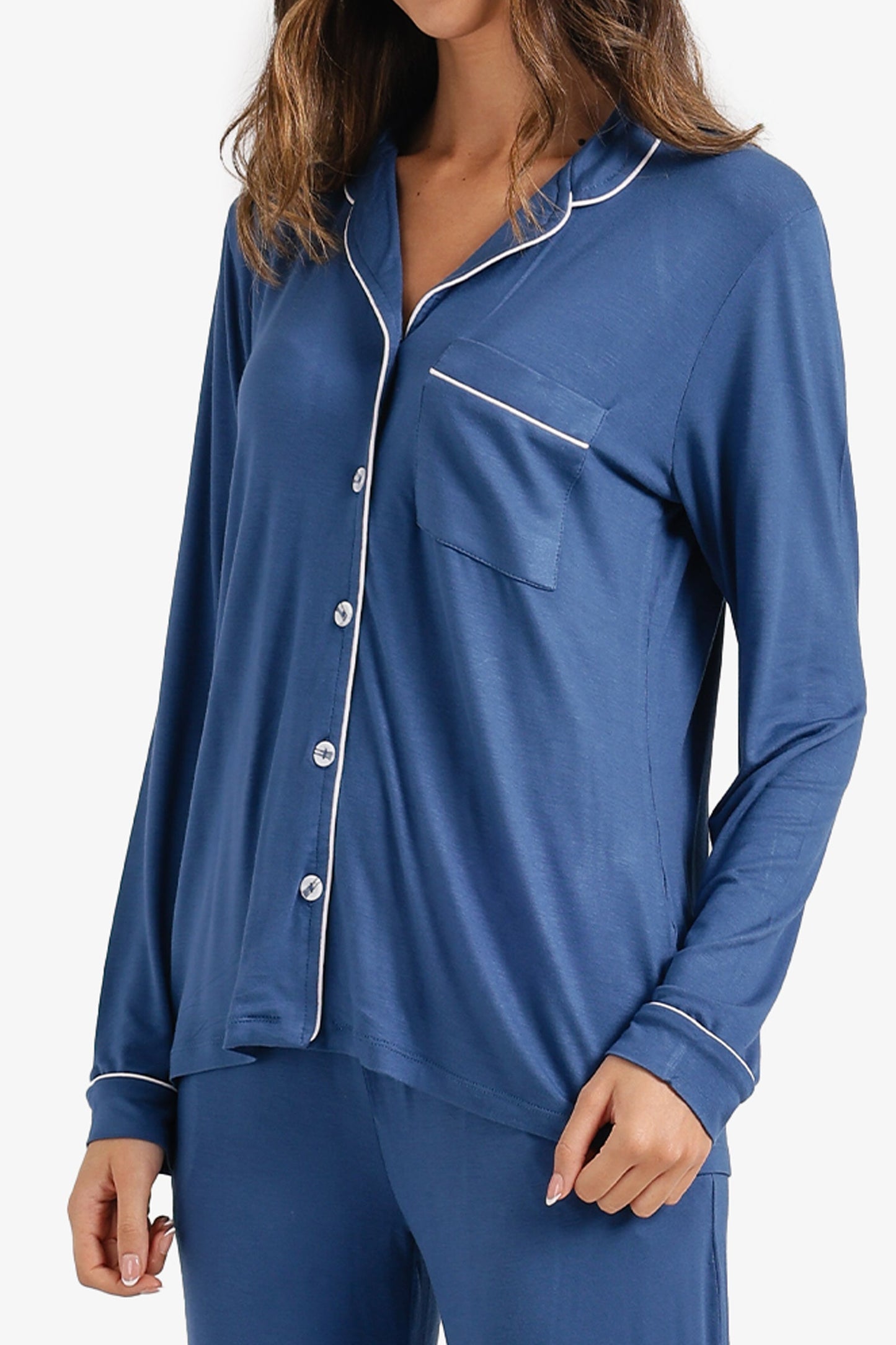 Contrast-Pipe Pyjama Set