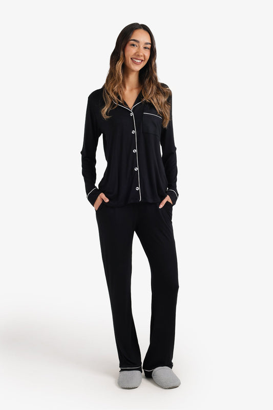 Contrast-Pipe Pyjama Set