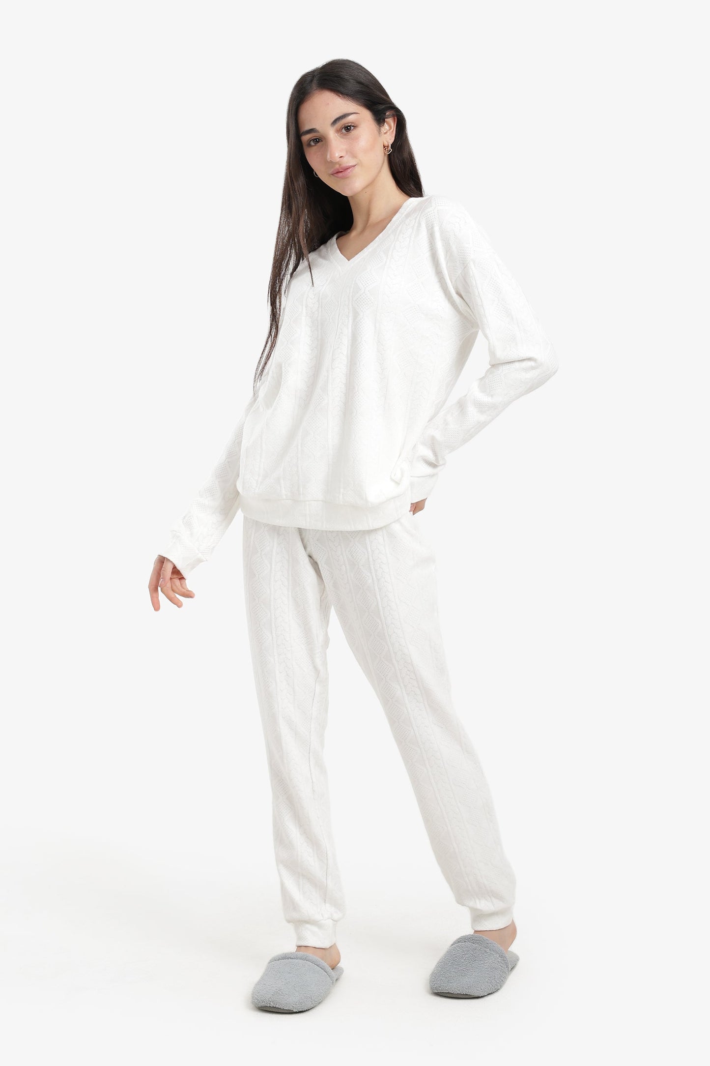 Cable Knit Pattern Pyjama Set