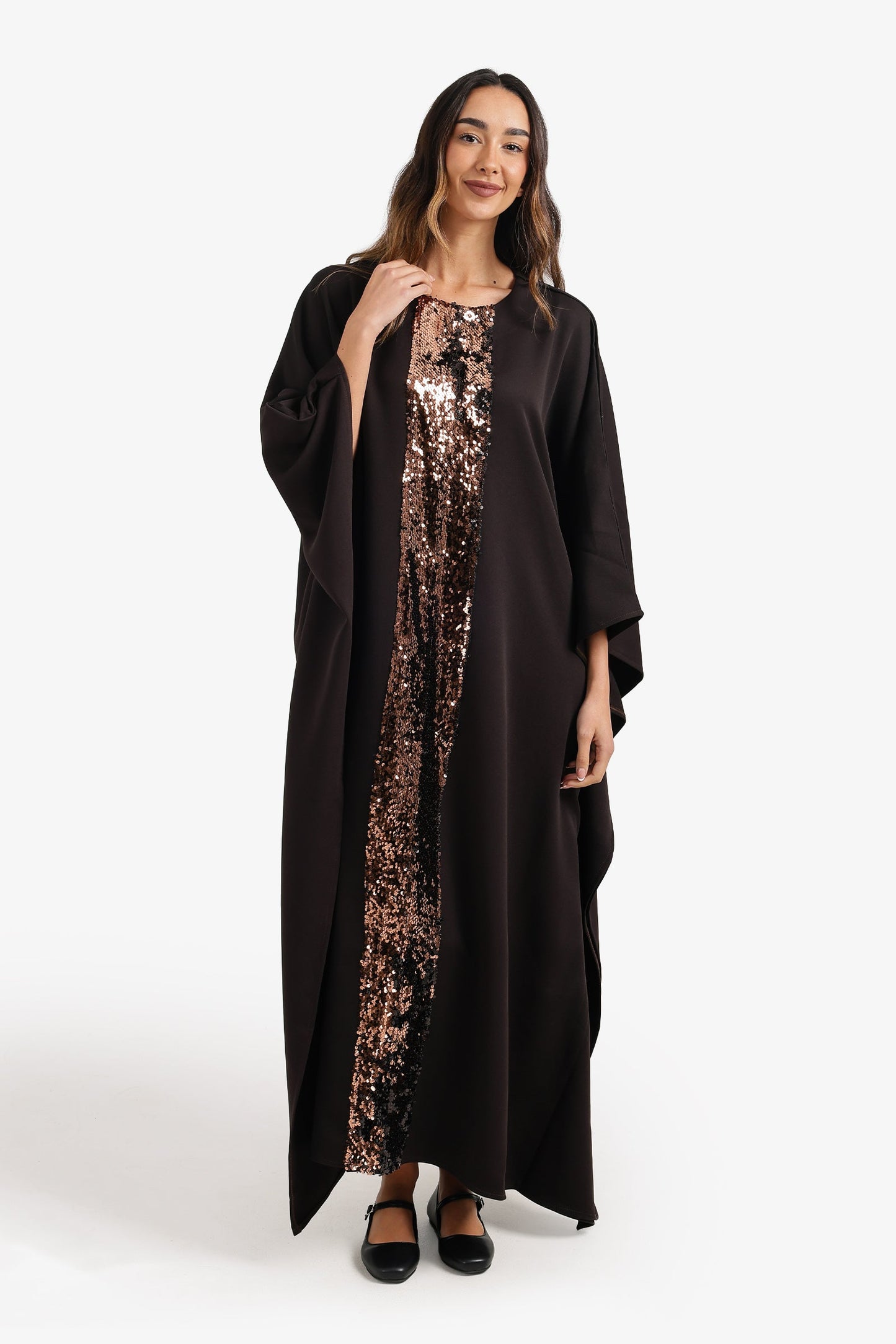 Shimmering Neckline Abaya