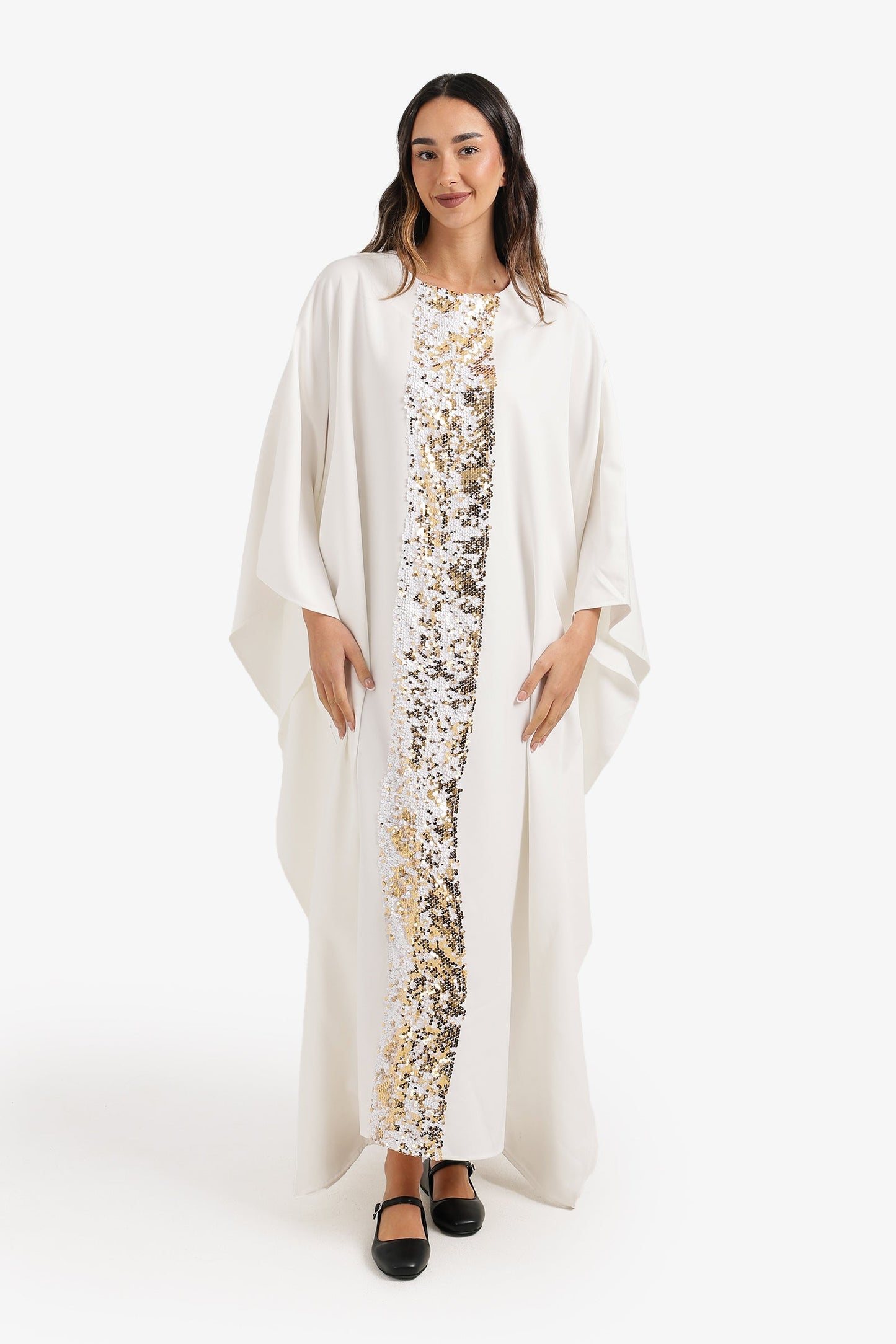 Shimmering Neckline Abaya
