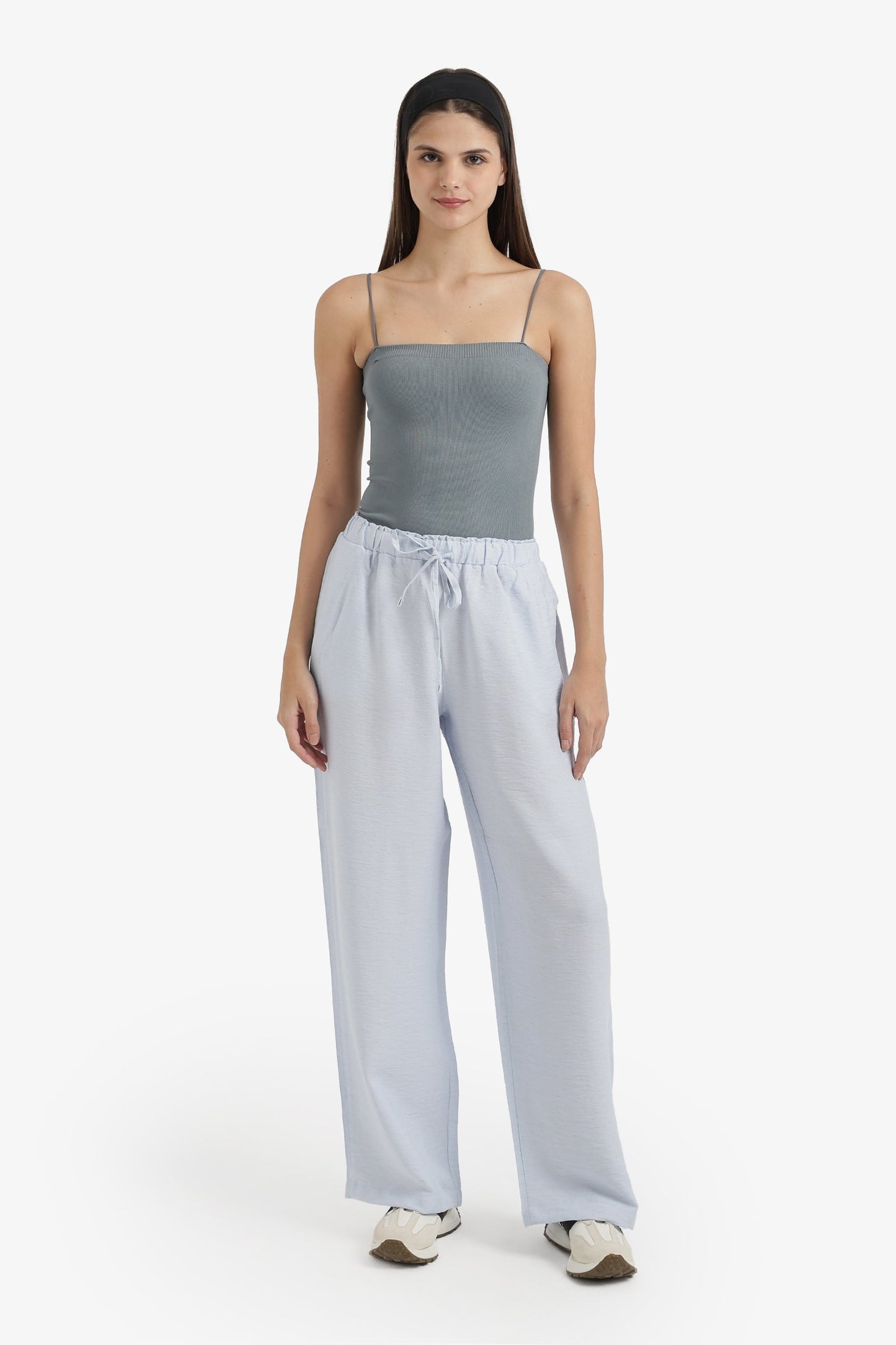 Wide-Leg Drawstring Pants