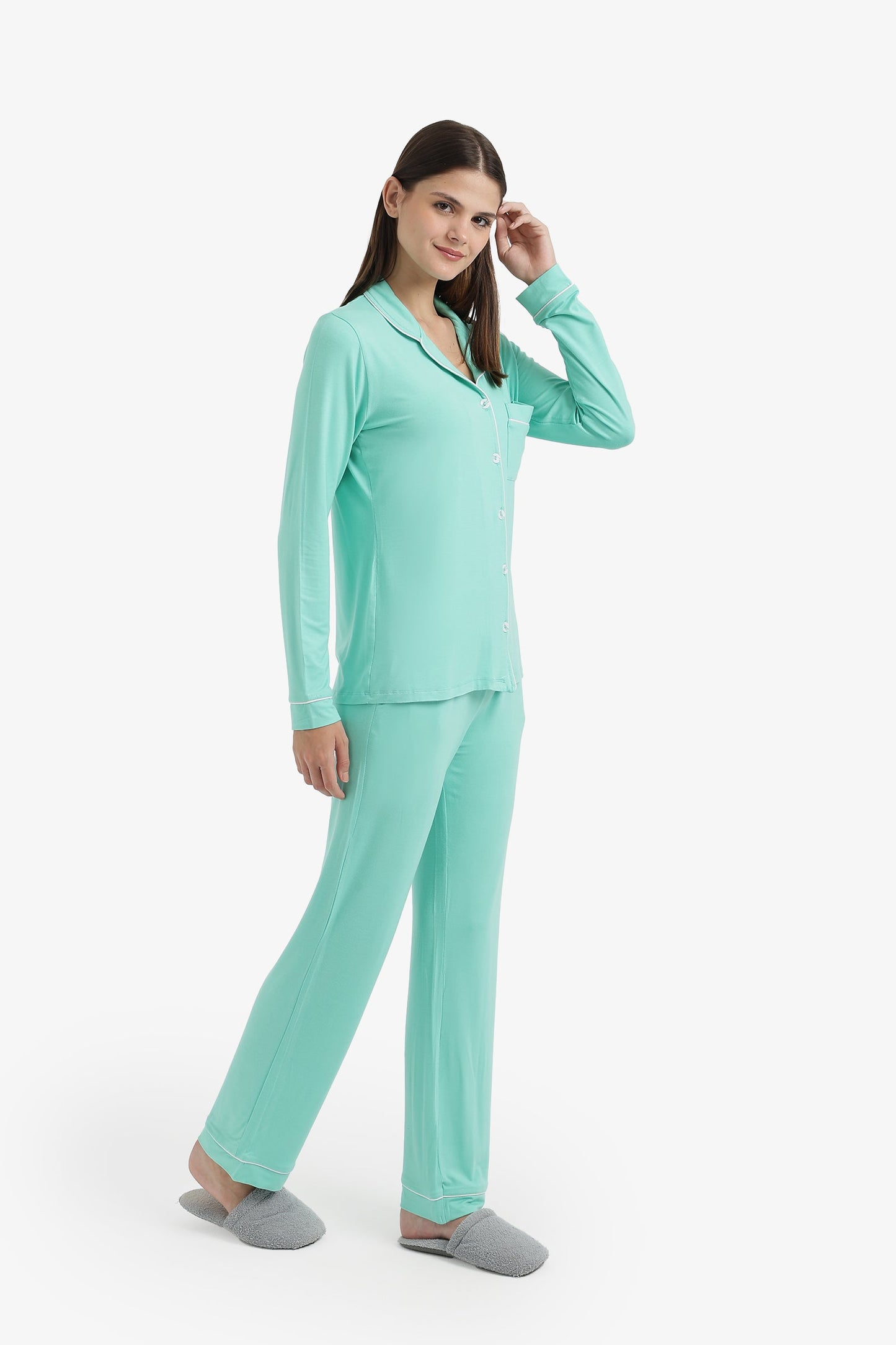 Contrast-Pipe Pyjama Set