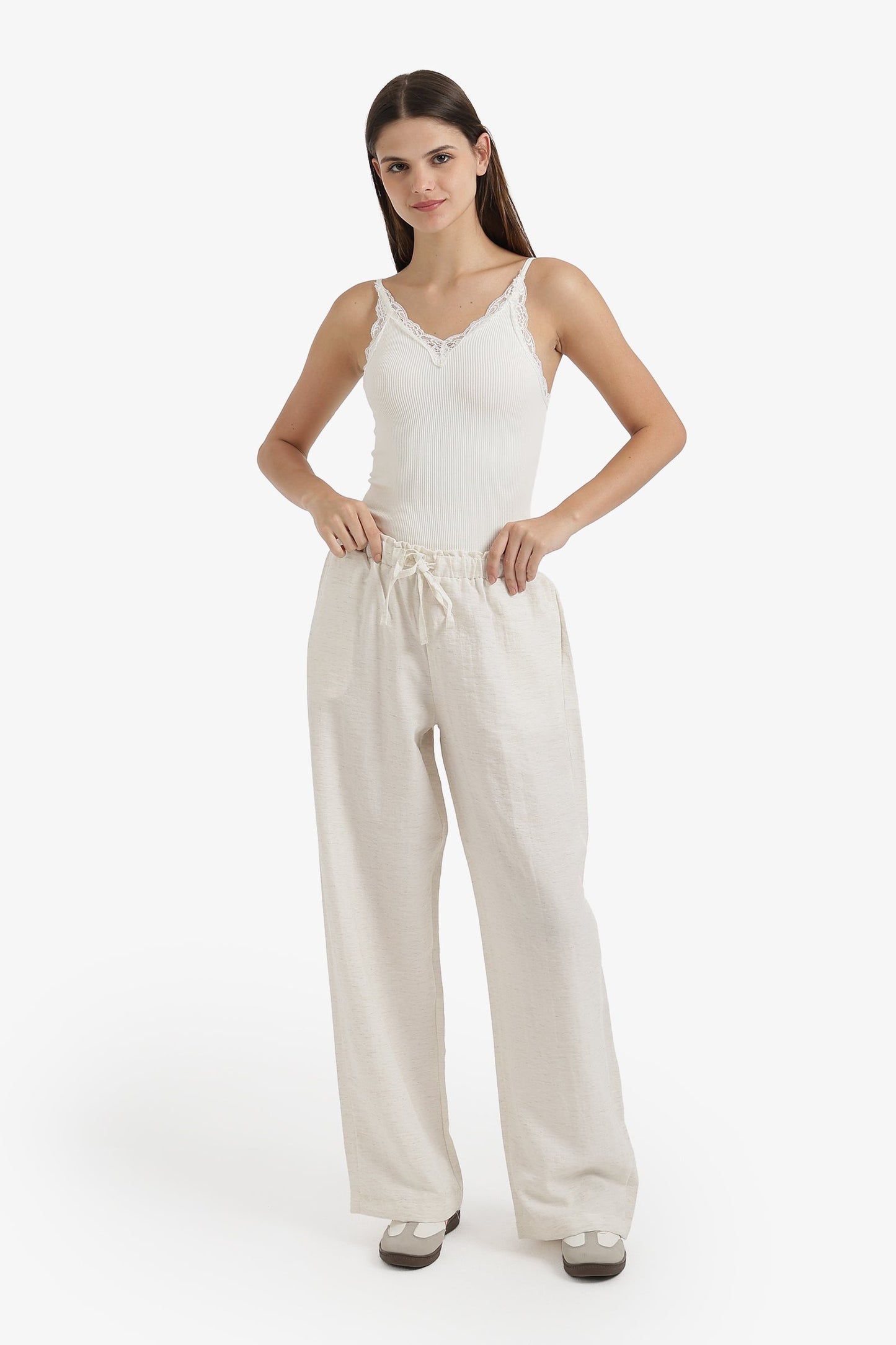 Wide-Leg Drawstring Pants