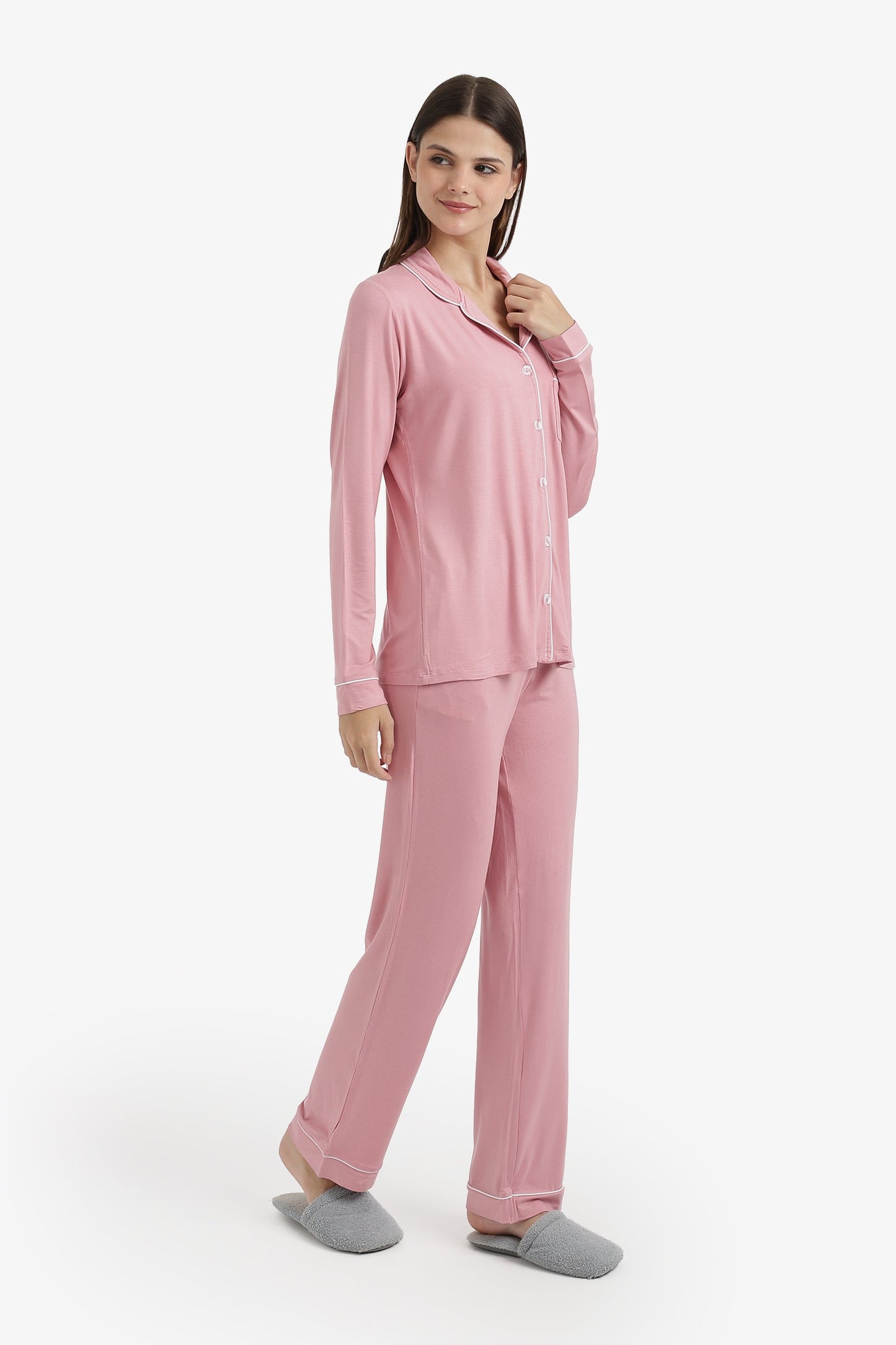 Contrast-Pipe Pyjama Set