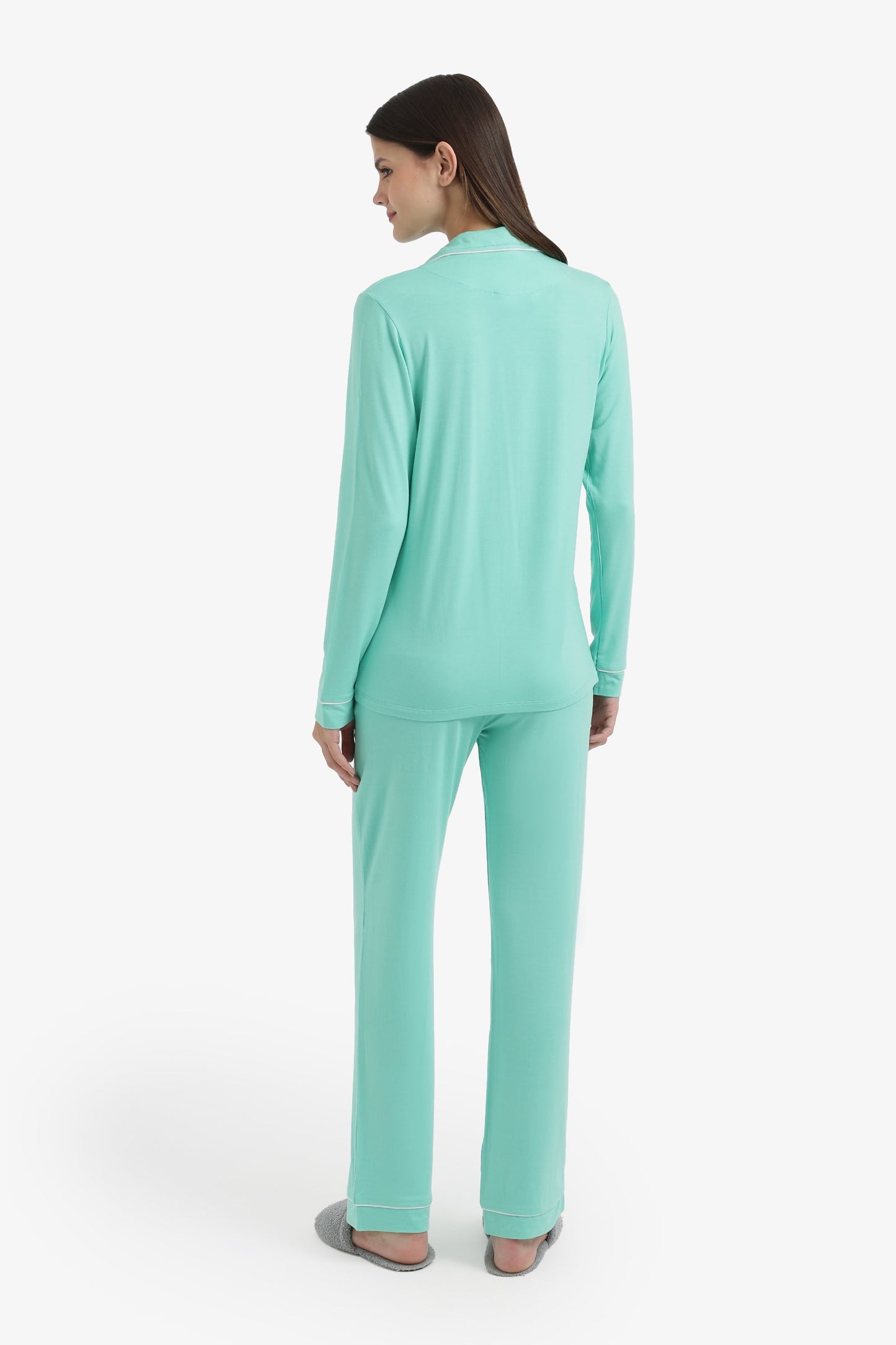 Contrast-Pipe Pyjama Set
