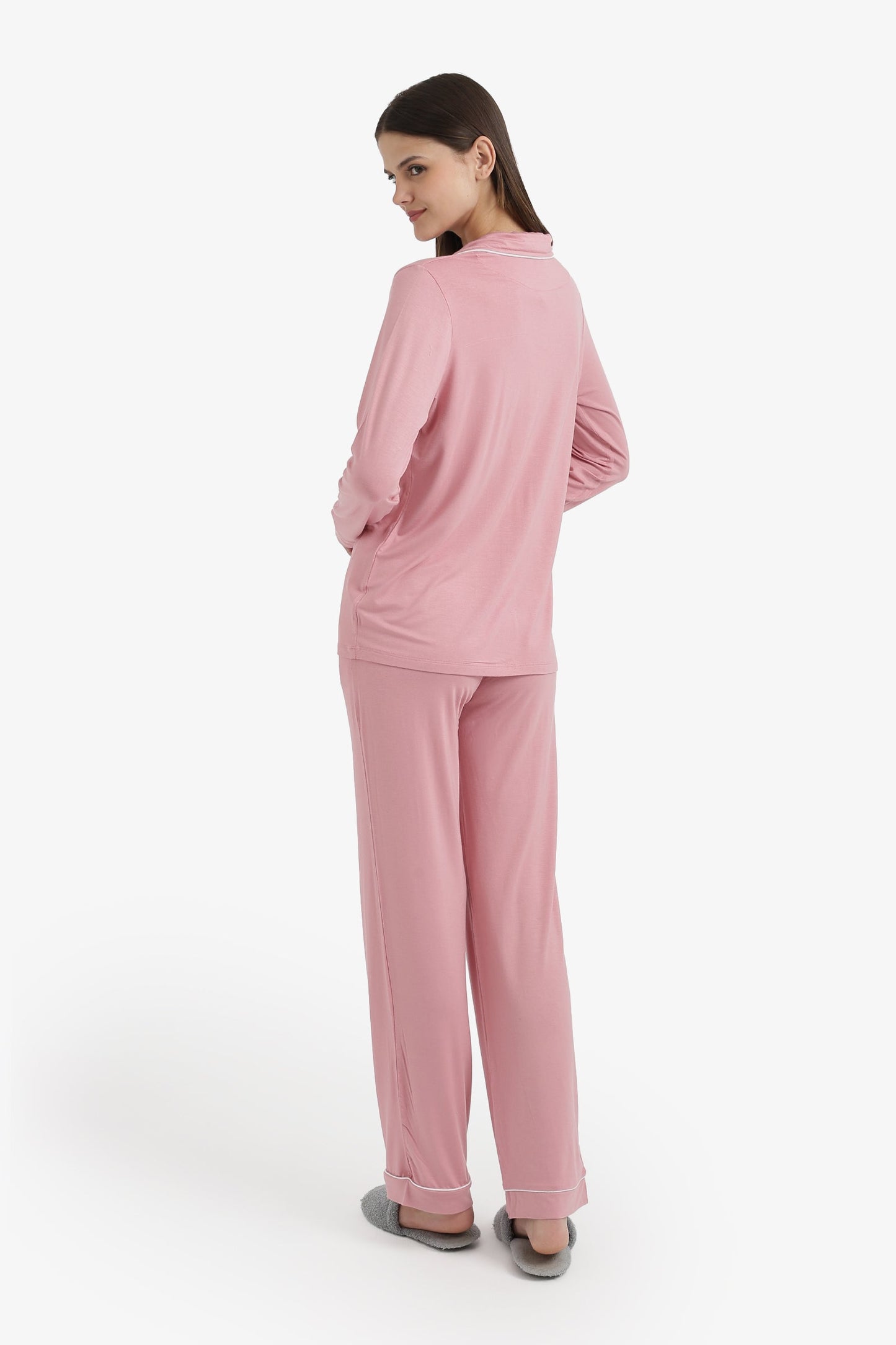 Contrast-Pipe Pyjama Set