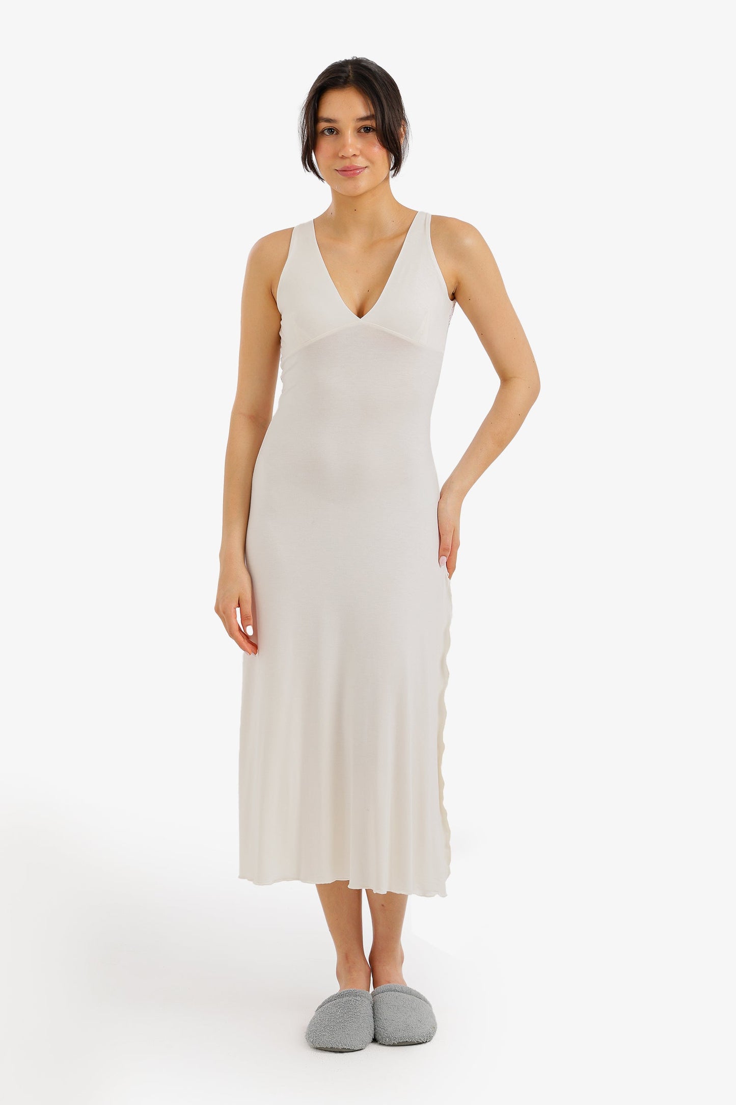 Side-Slit Midi Nightgown