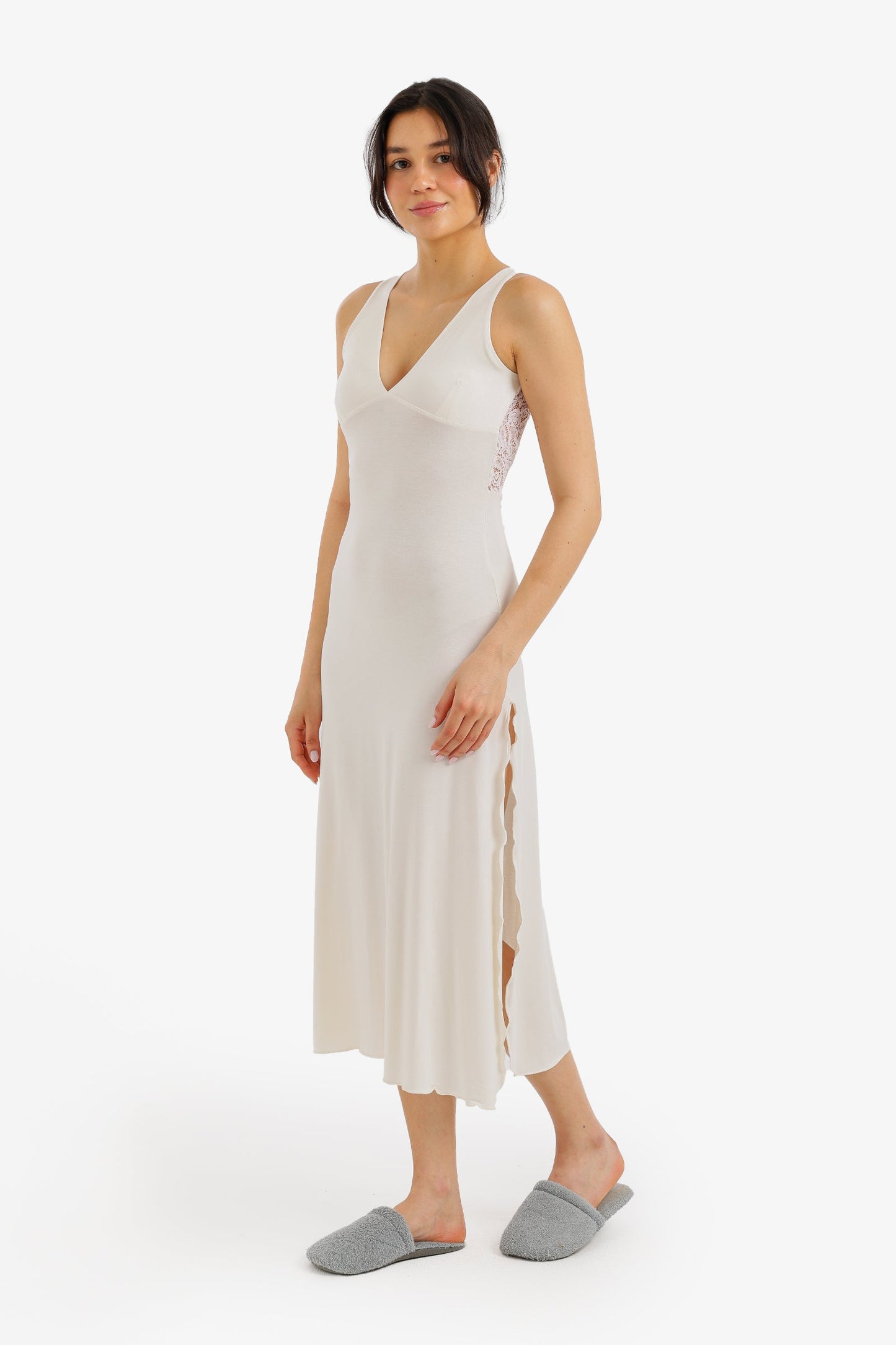Side-Slit Midi Nightgown