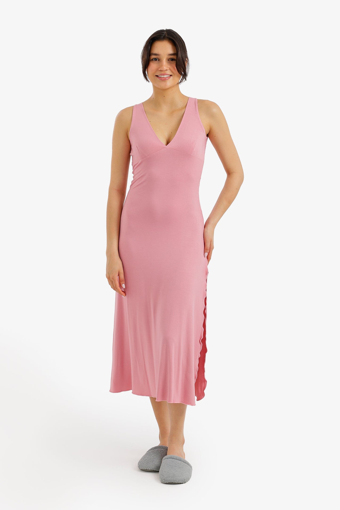 Side-Slit Midi Nightgown