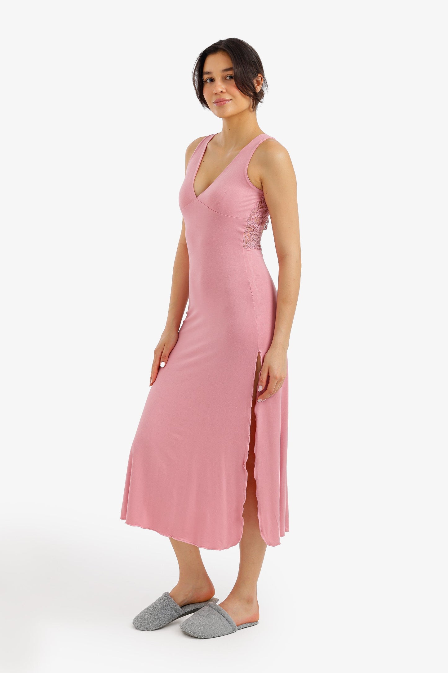 Side-Slit Midi Nightgown