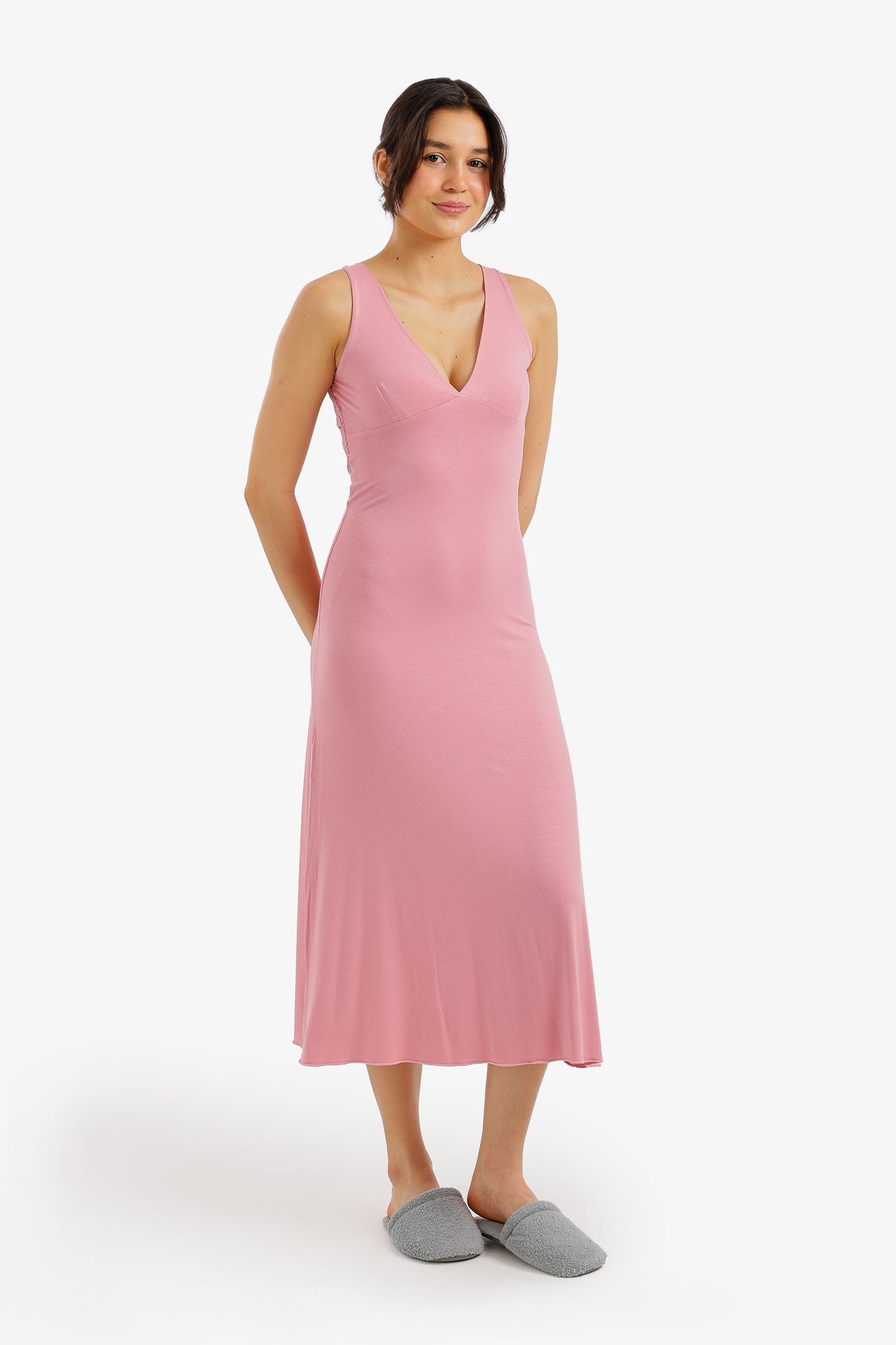 Side-Slit Midi Nightgown
