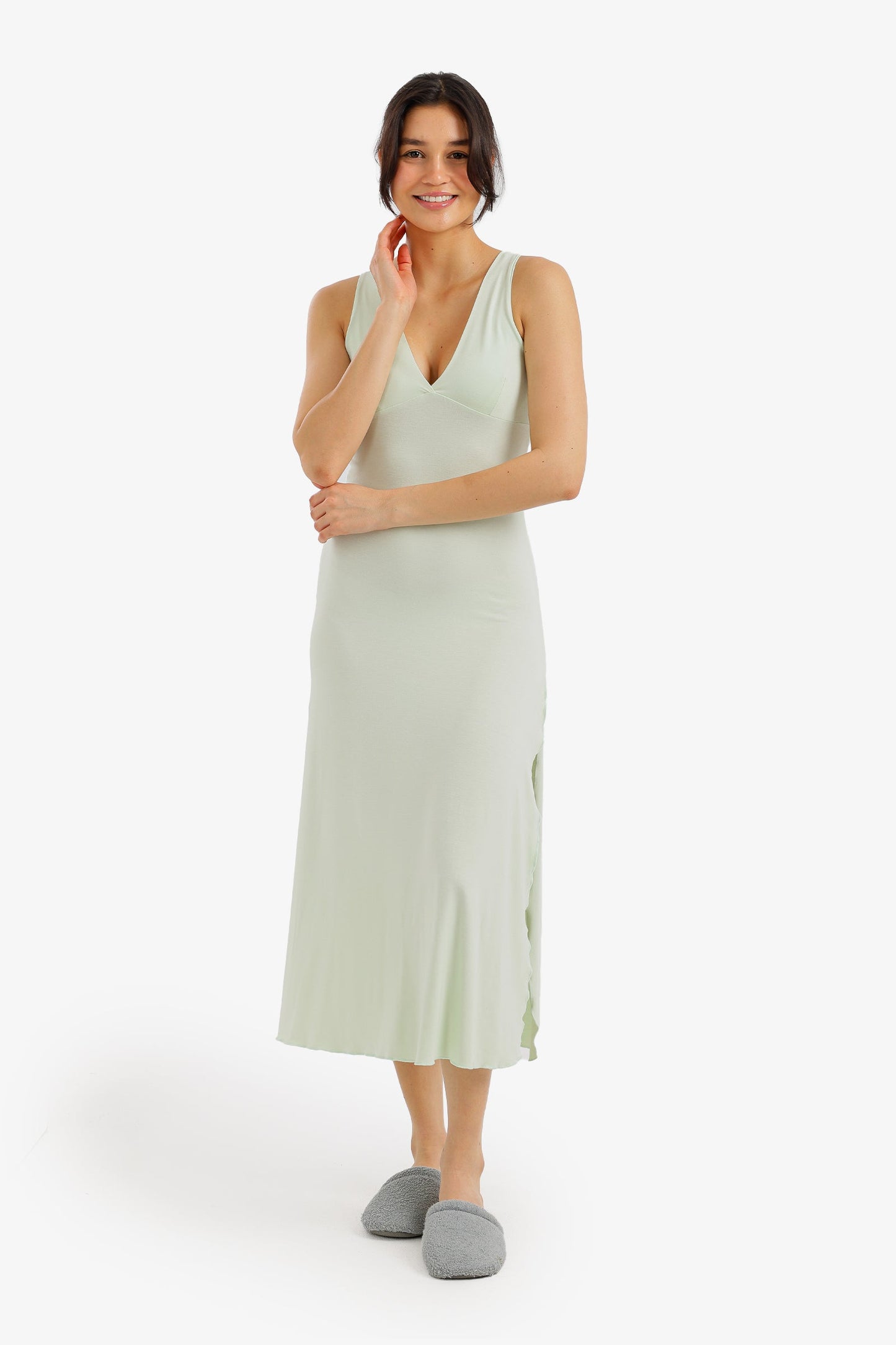 Side-Slit Midi Nightgown