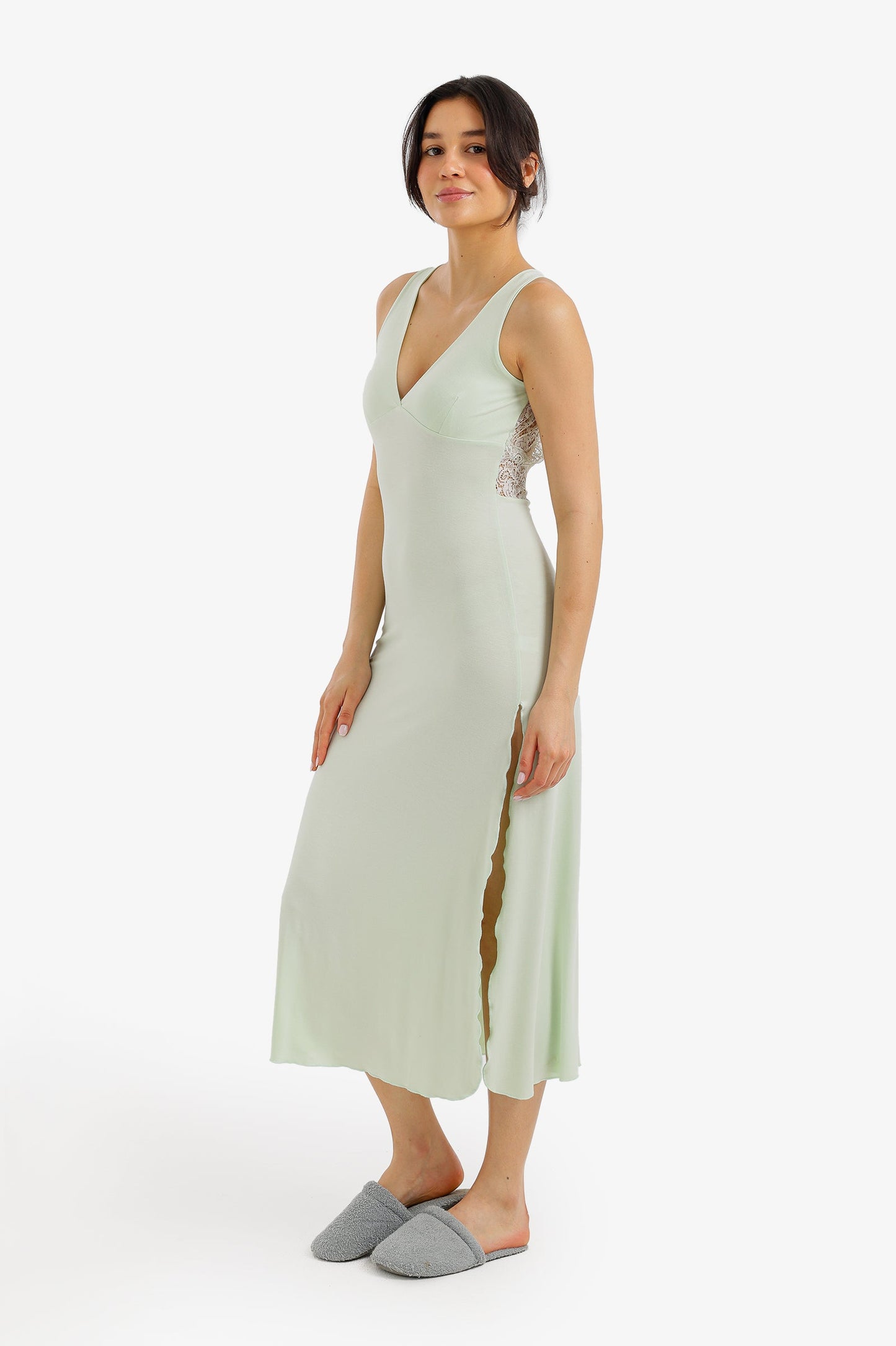 Side-Slit Midi Nightgown