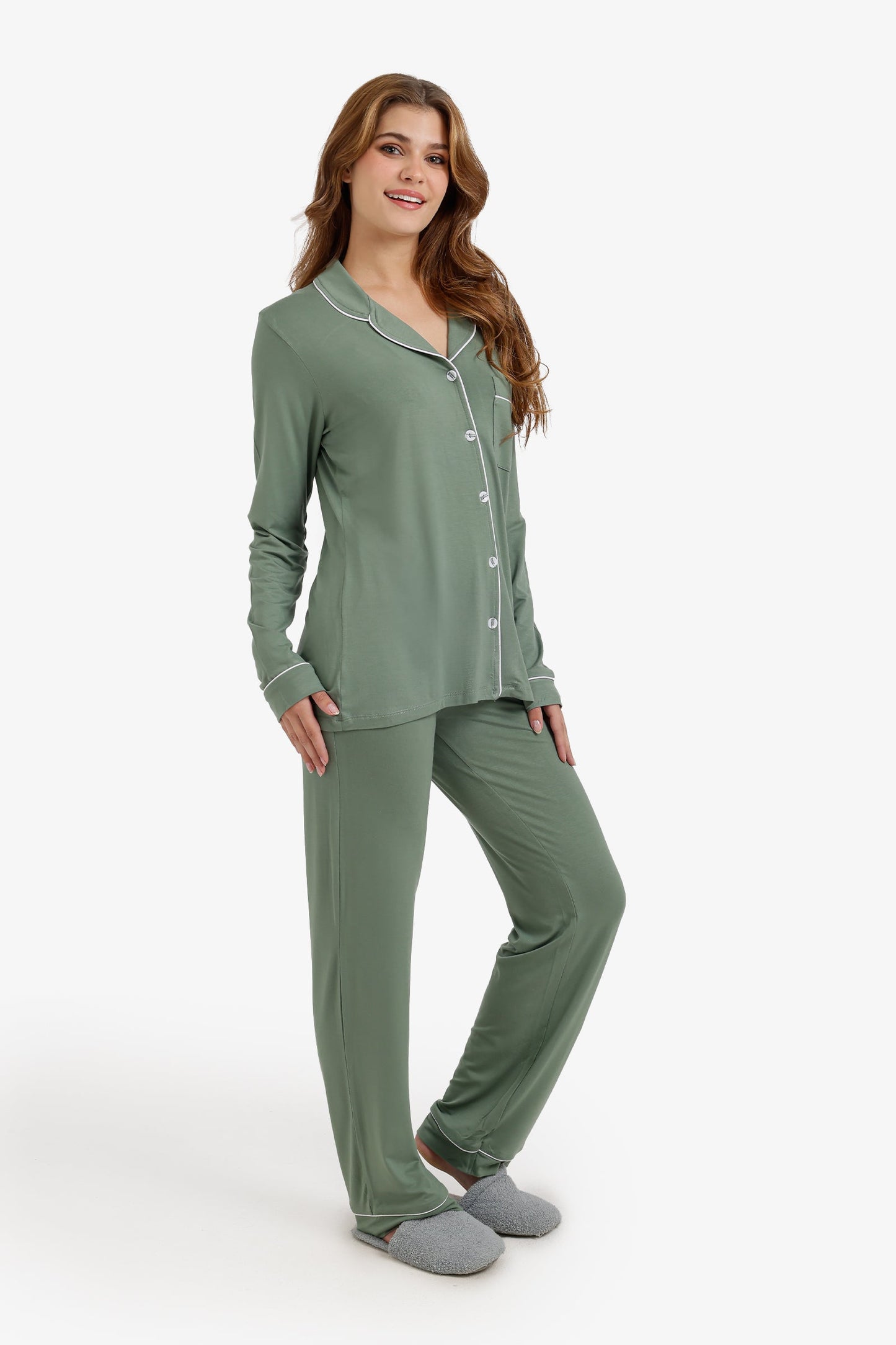 Contrast-Pipe Pyjama Set