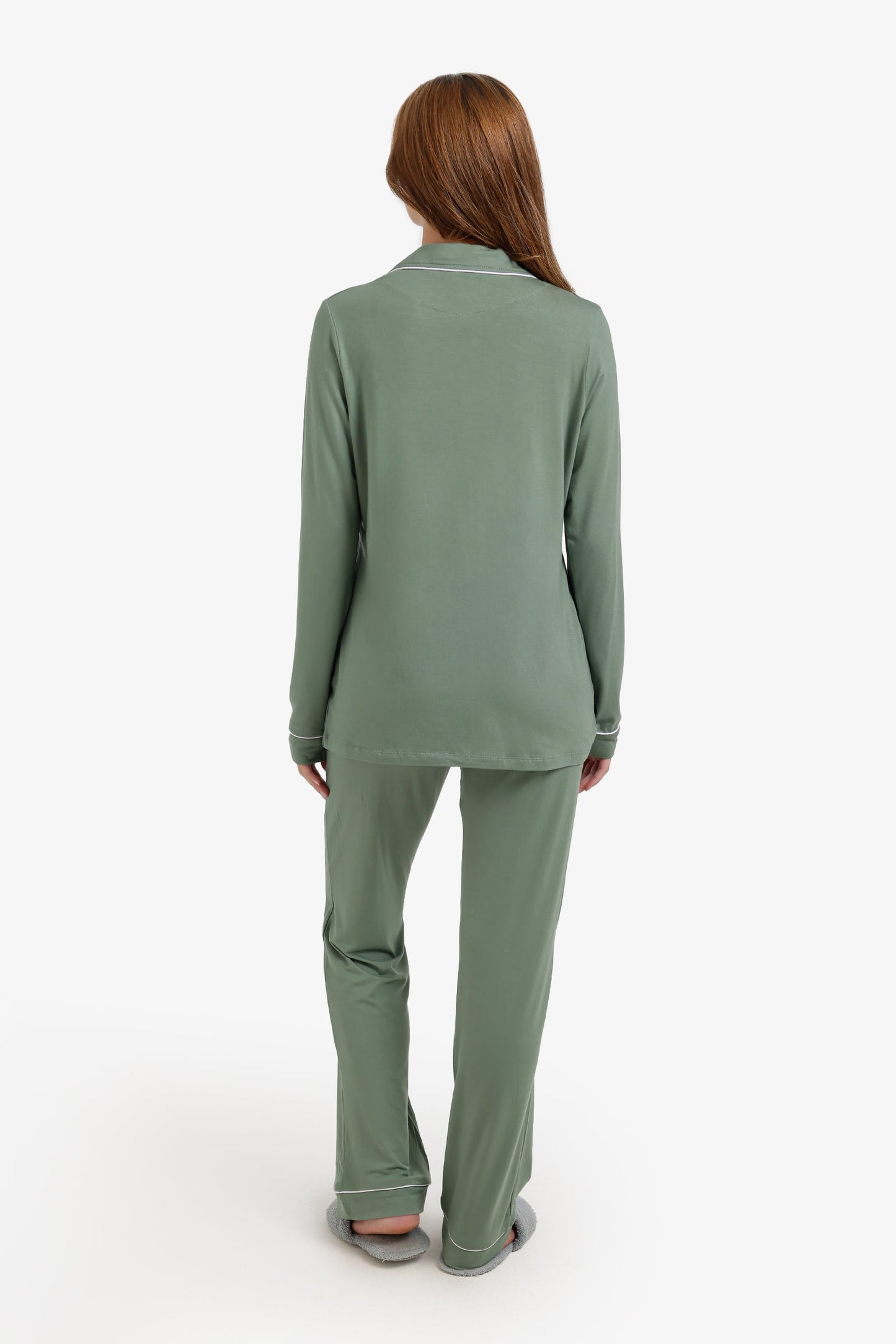 Contrast-Pipe Pyjama Set