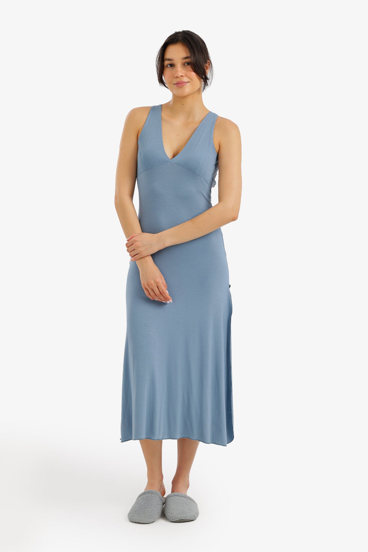 Side-Slit Midi Nightgown