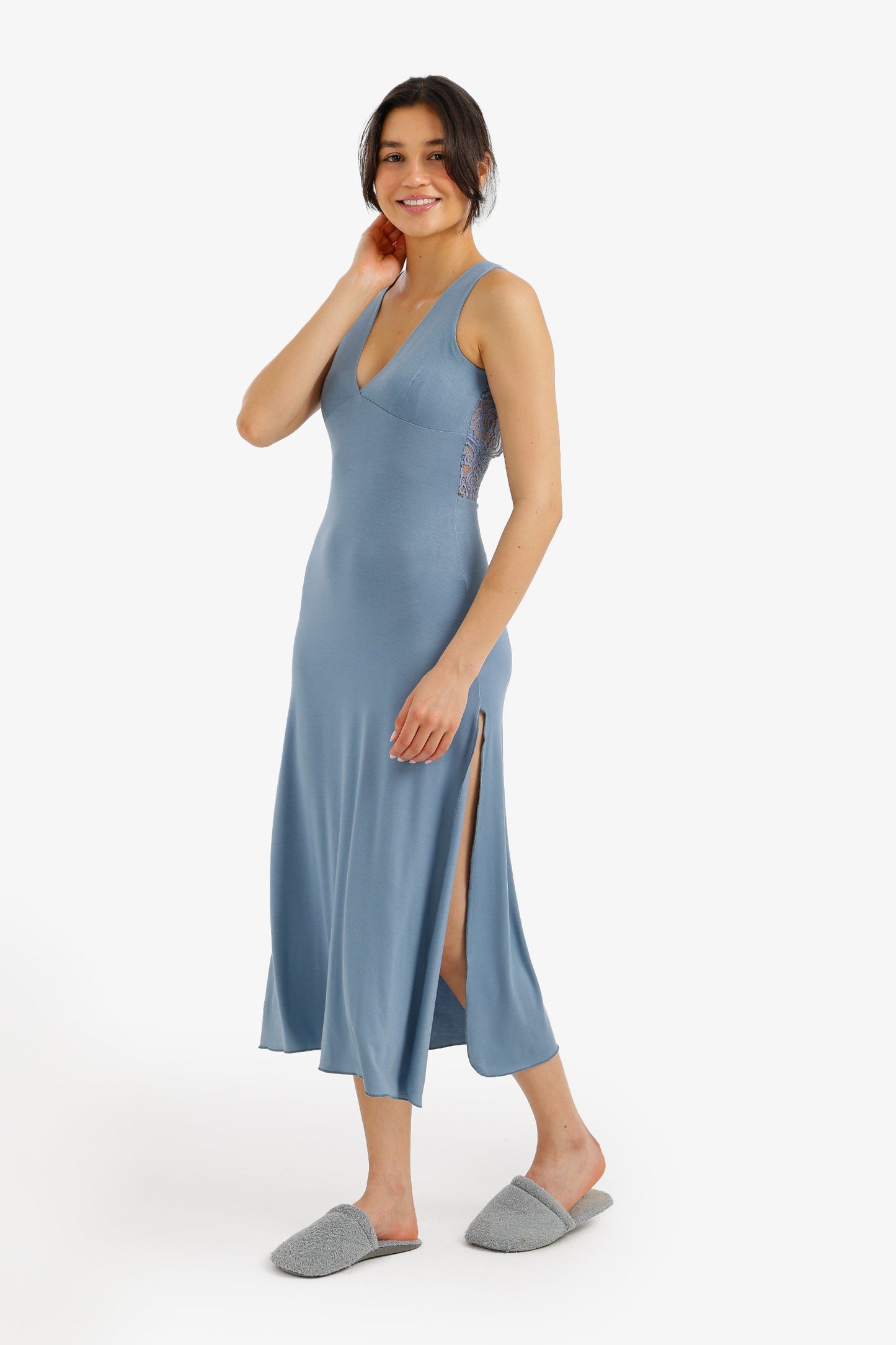 Side-Slit Midi Nightgown