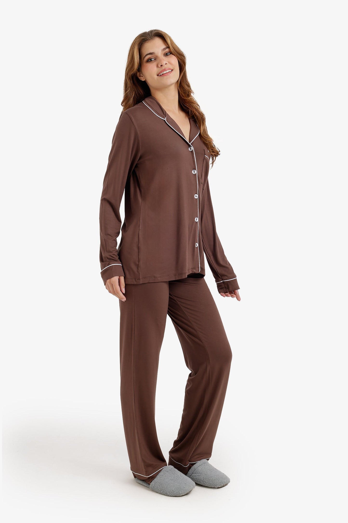 Contrast-Pipe Pyjama Set