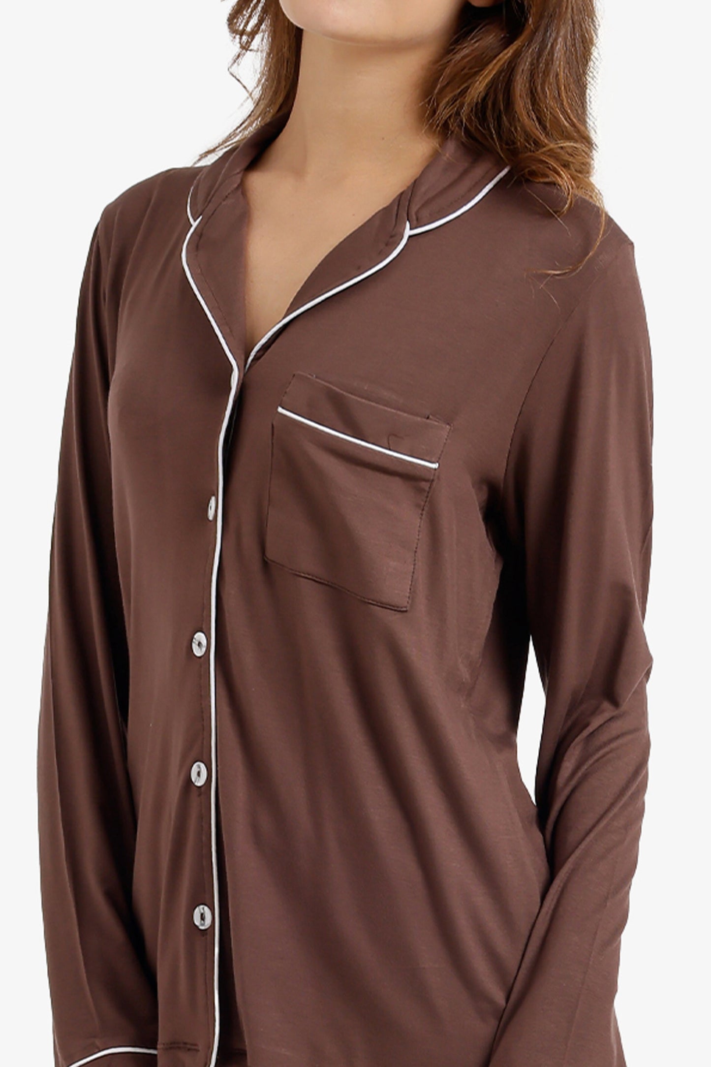 Contrast-Pipe Pyjama Set