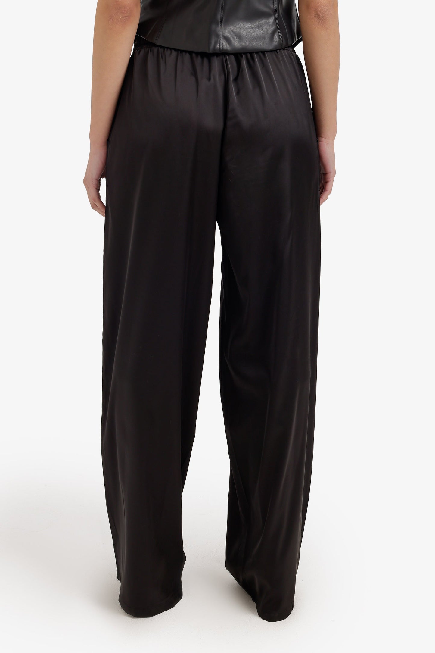Wide-Leg Satin Pants