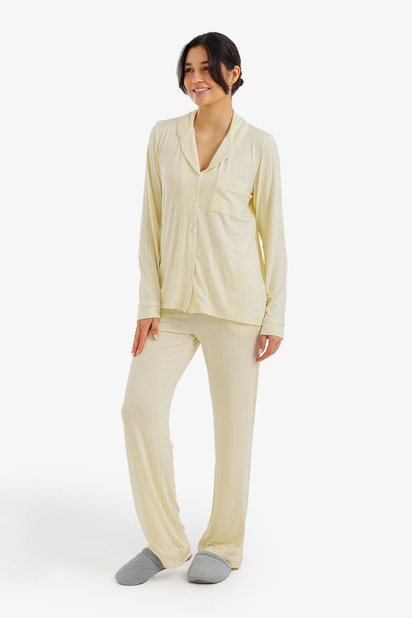 Contrast-Pipe Pyjama Set