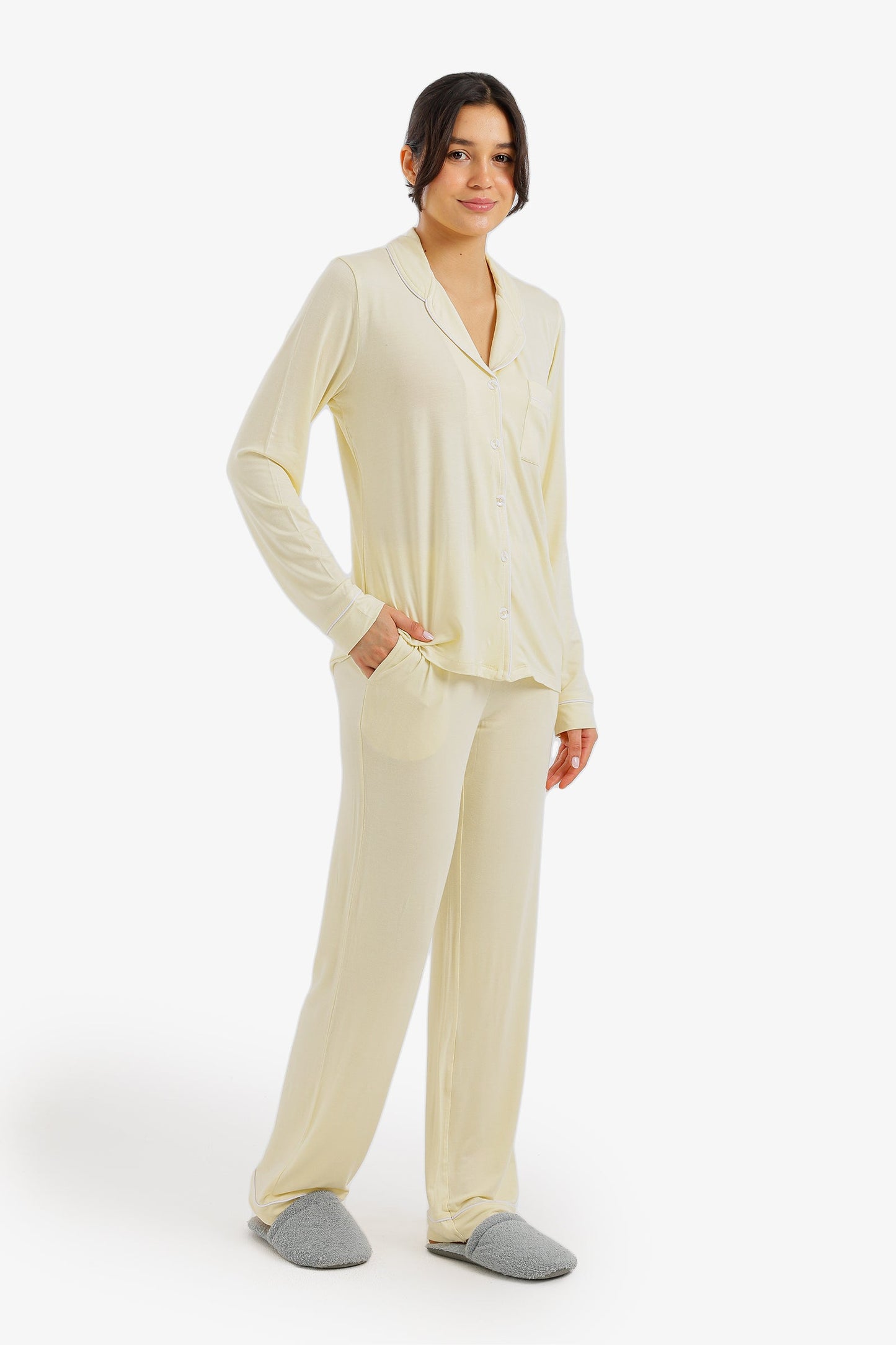 Contrast-Pipe Pyjama Set