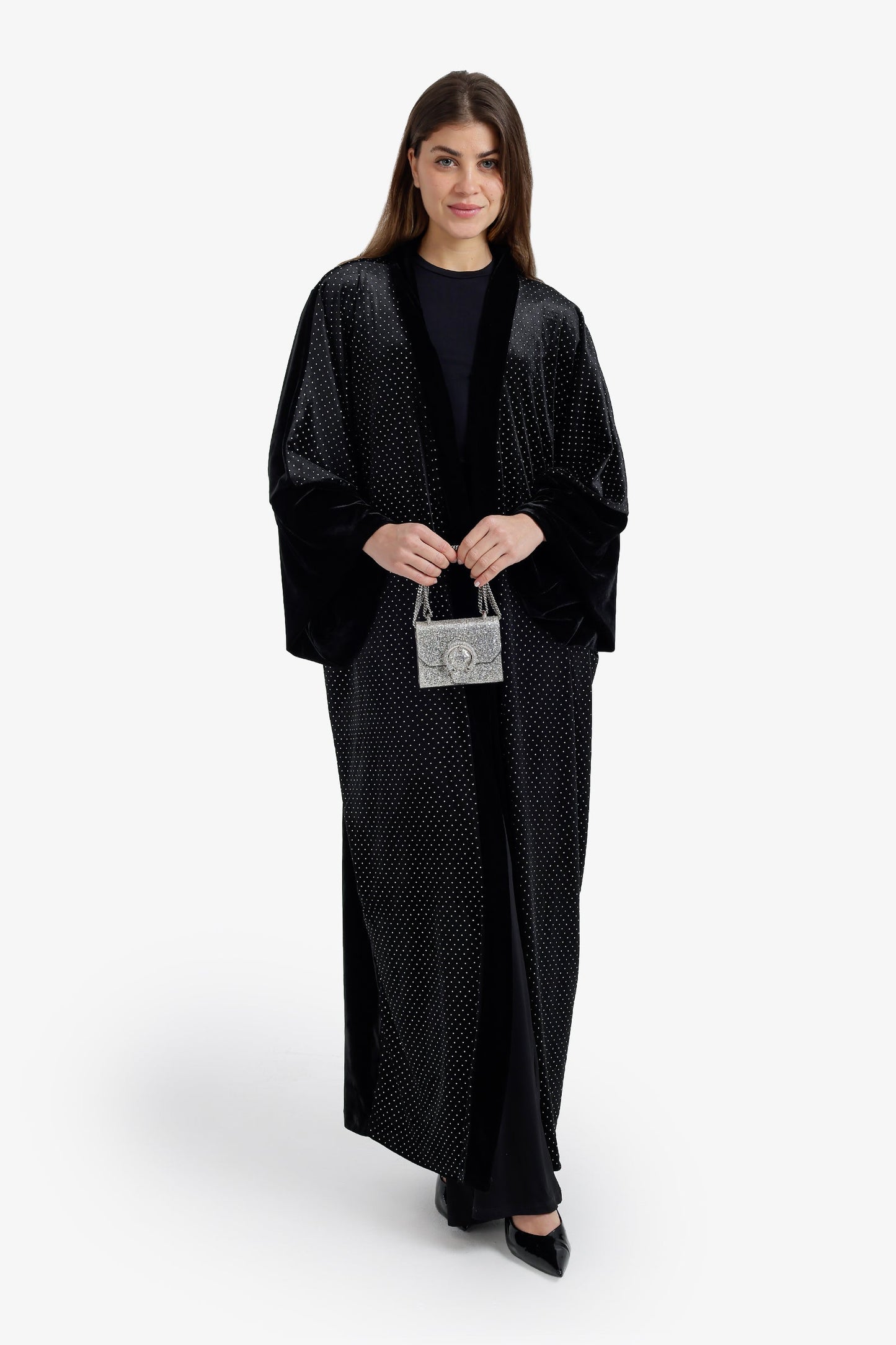 Embellished Velvet Maxi Kimono