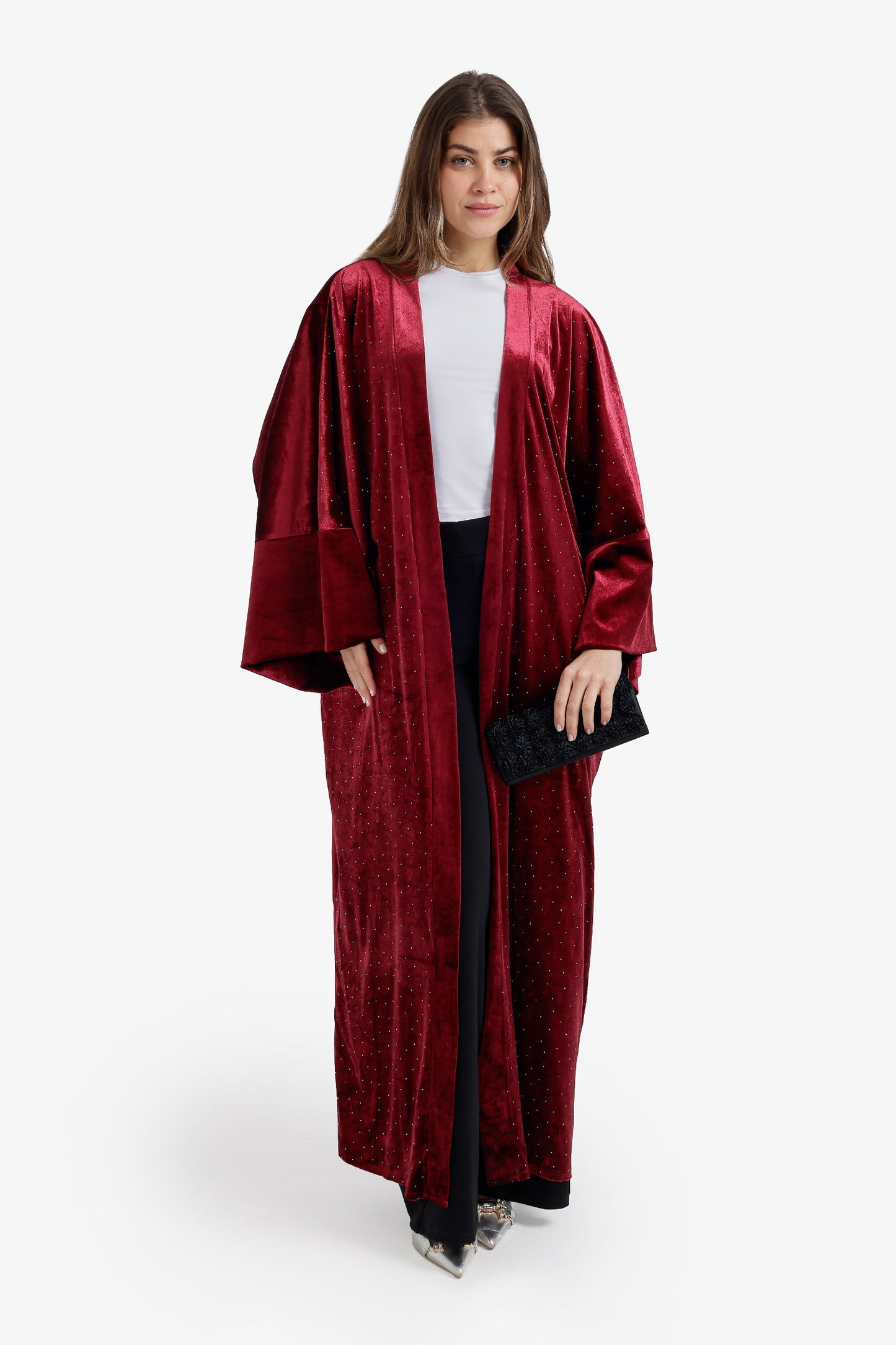 Embellished Velvet Maxi Kimono