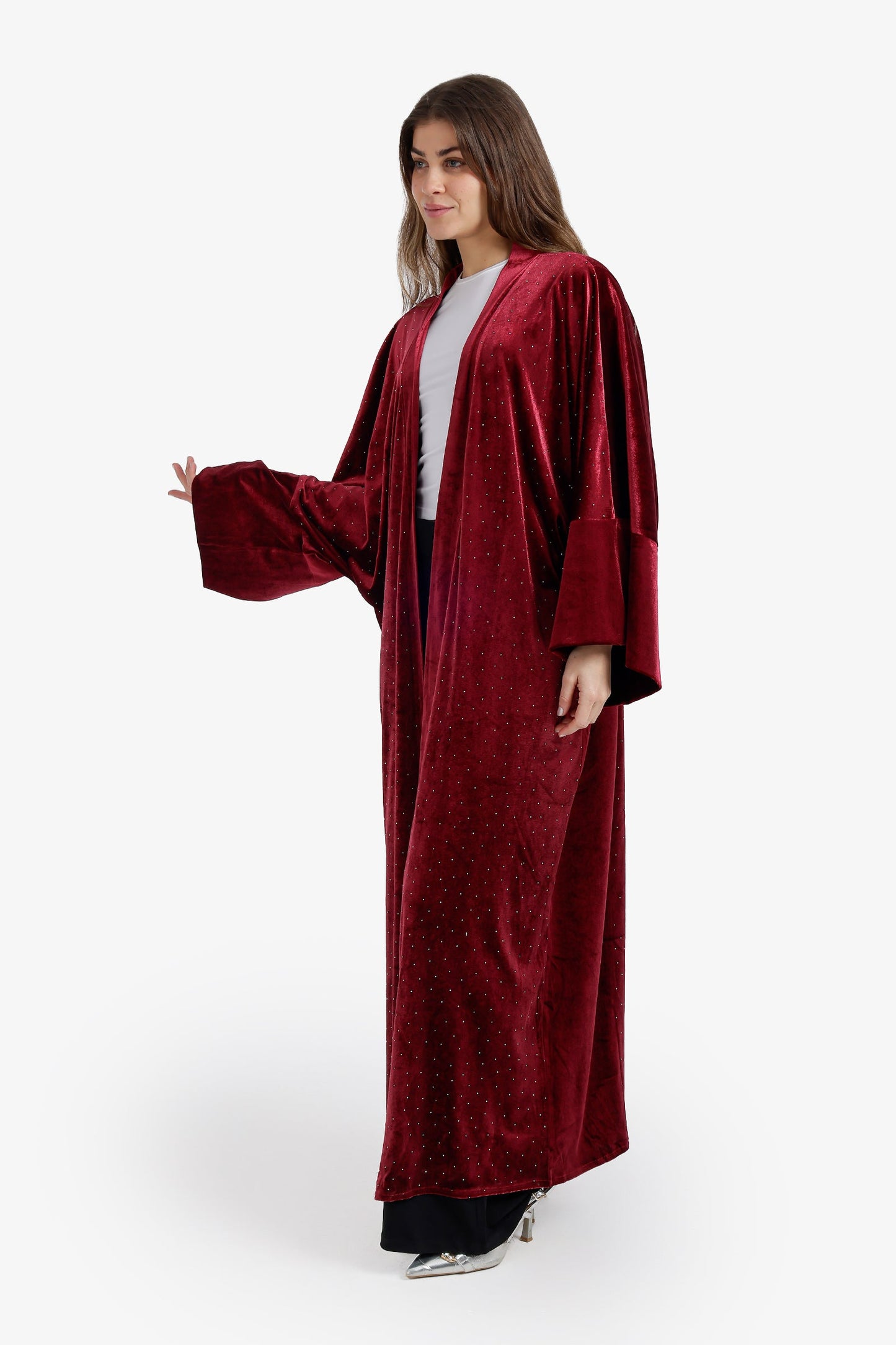 Embellished Velvet Maxi Kimono