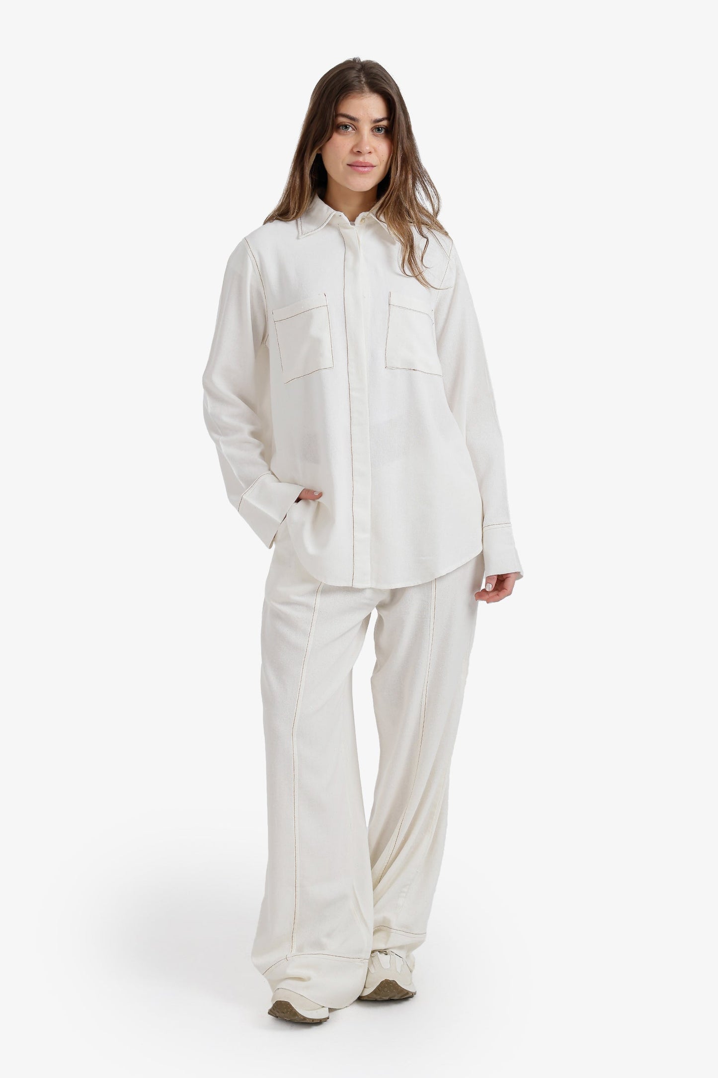 Contrast-Stitch Pants