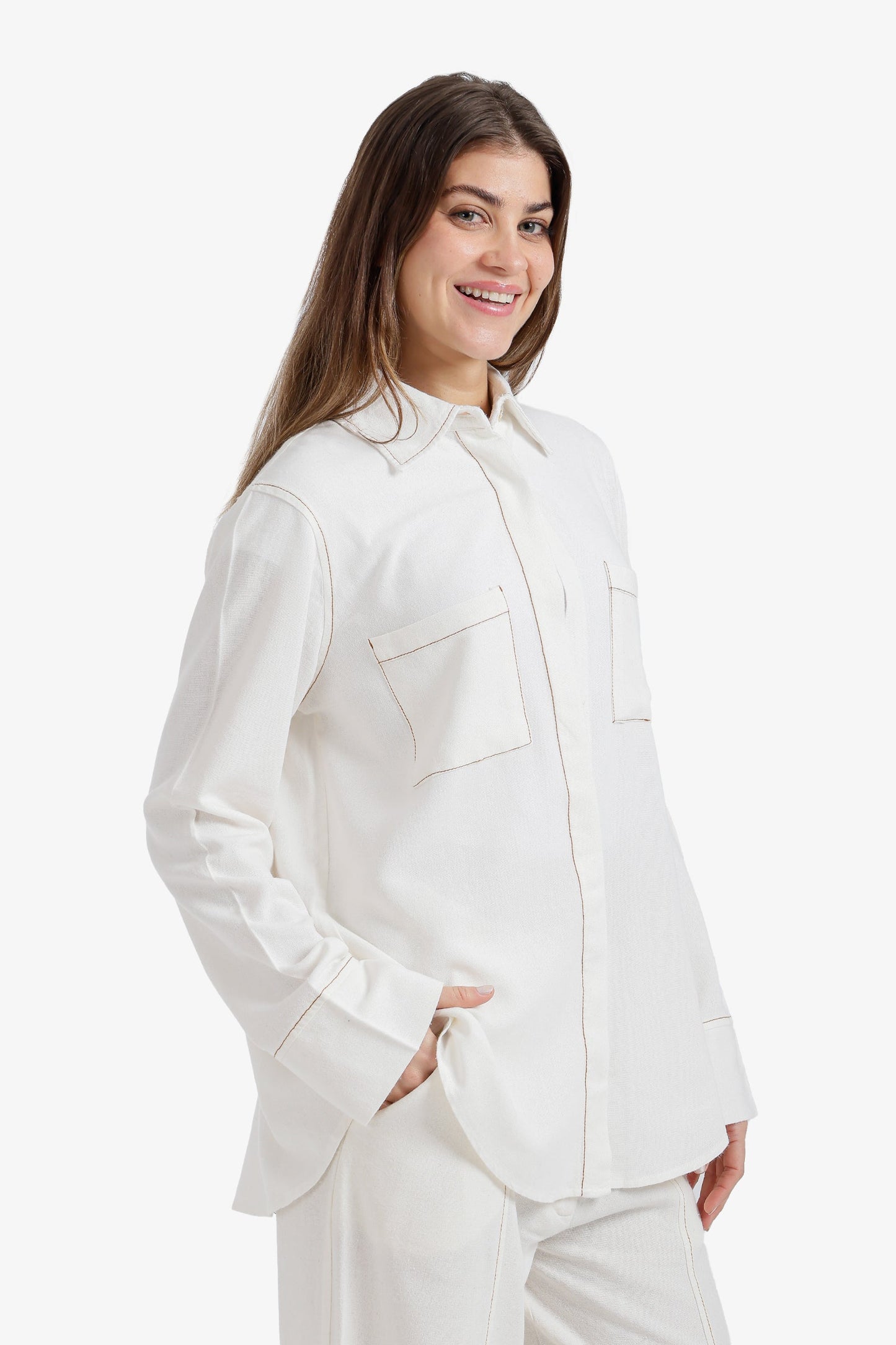 Contrast-Stitch Utility Shirt