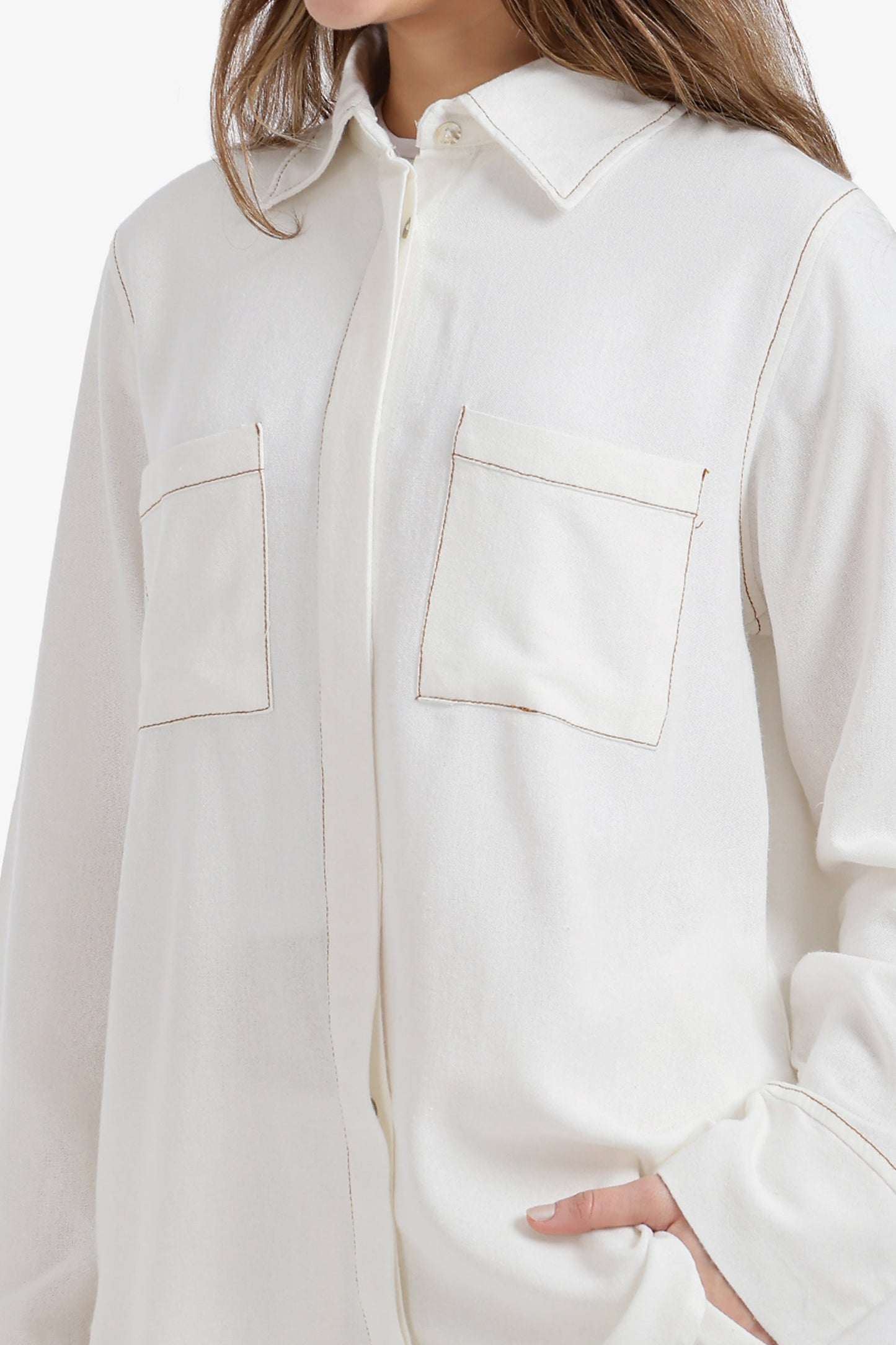 Contrast-Stitch Utility Shirt