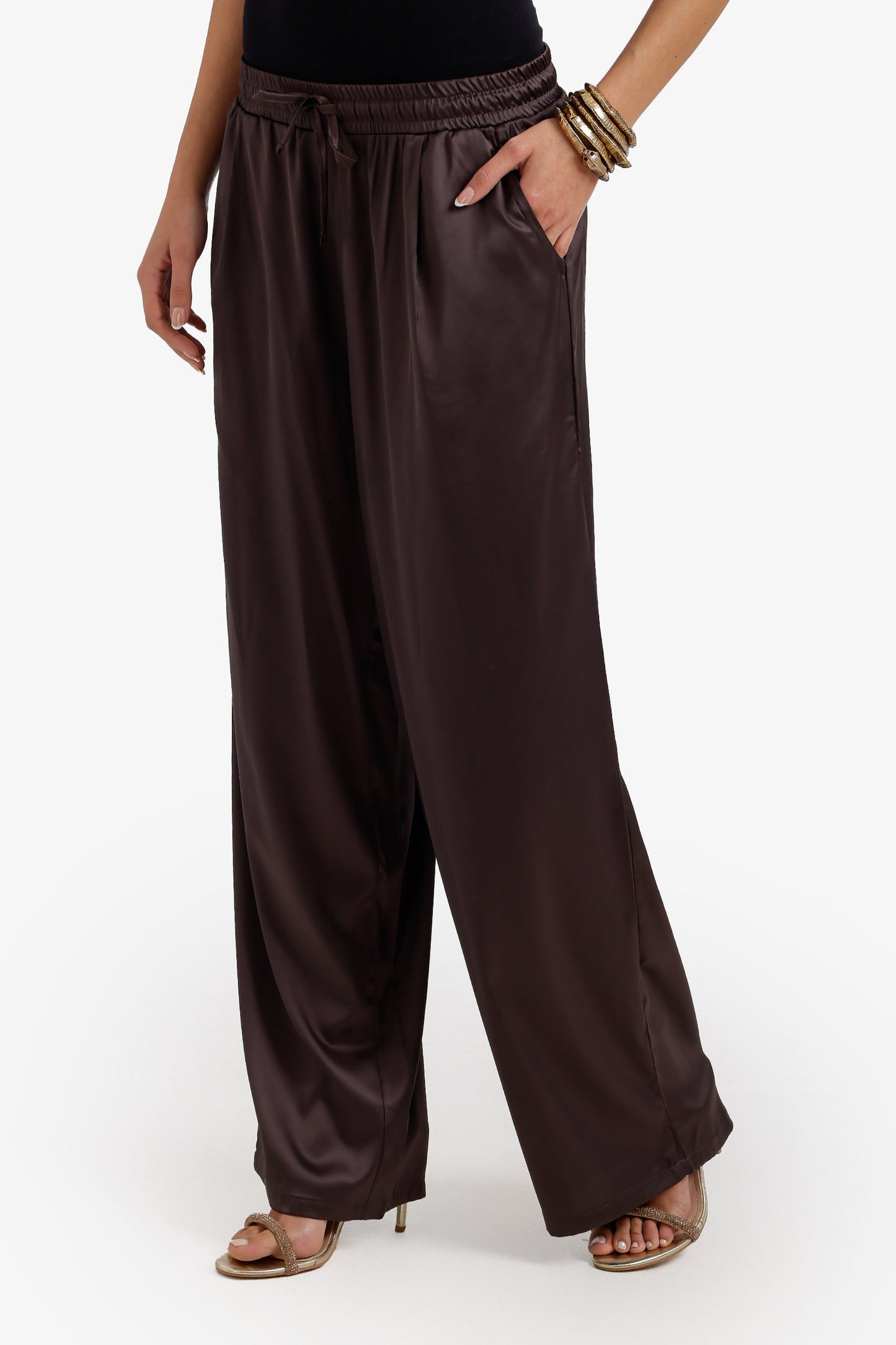 Wide-Leg Satin Pants