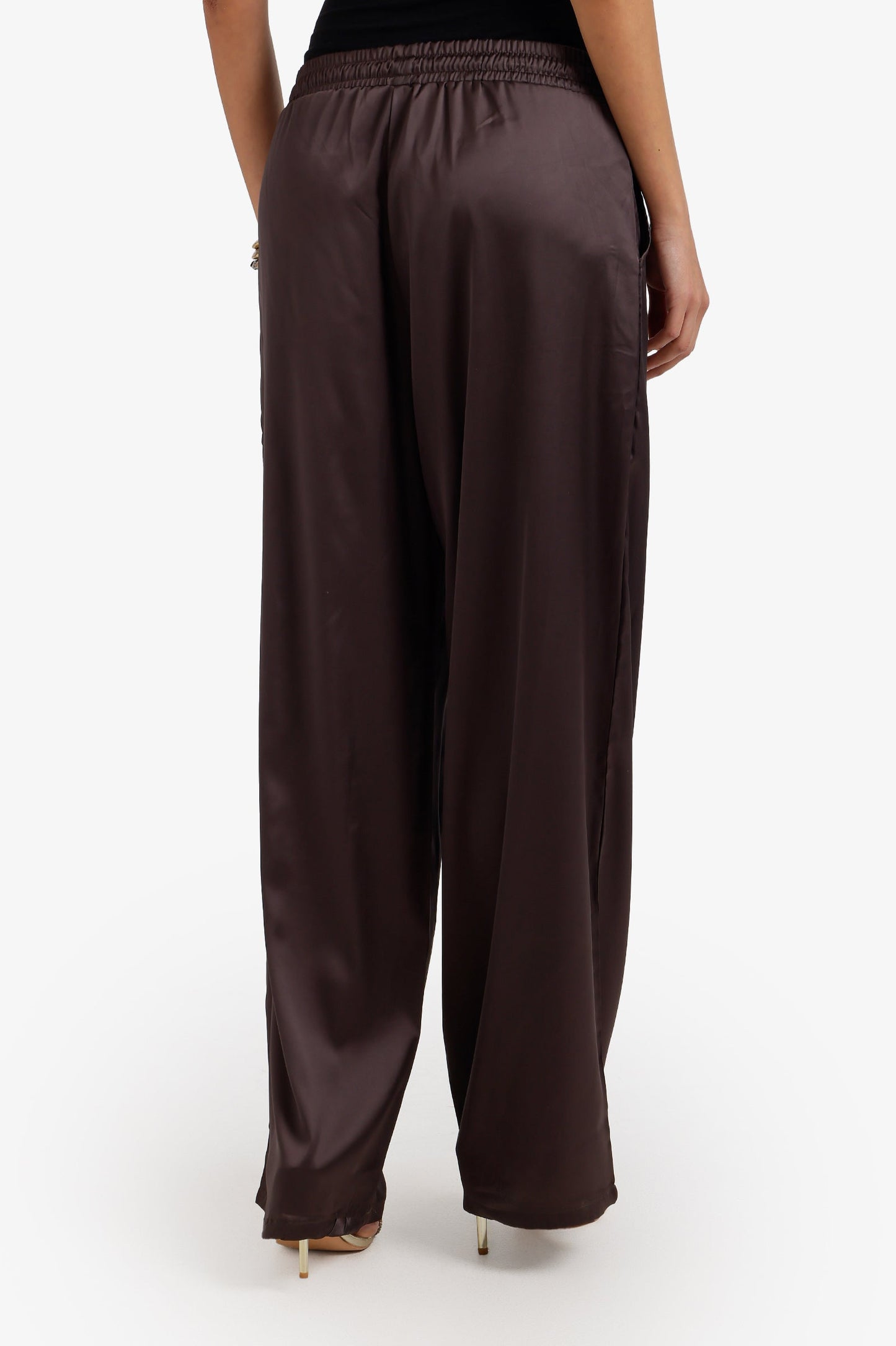 Wide-Leg Satin Pants