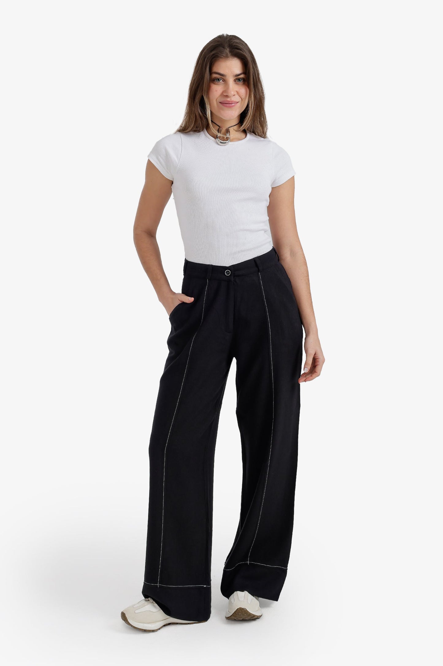 Contrast-Stitch Pants